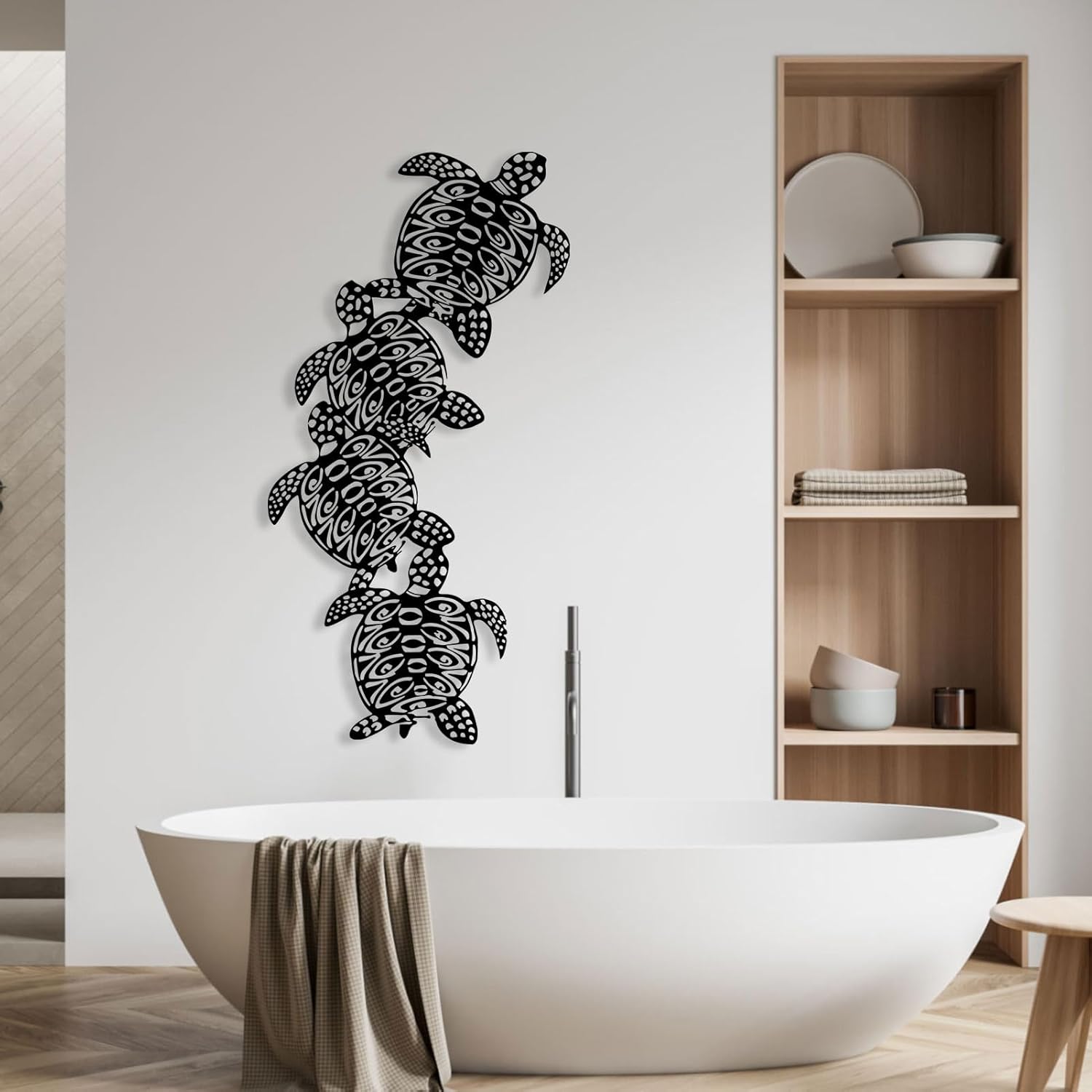 Haass Sea Turtle Metal Wall Art Decor Silver 24 x 12 in