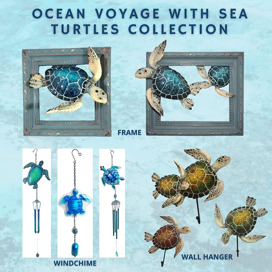 Comfy Hour Ocean Voyage 7 Inch Sea Turtle Wall Decor Frame