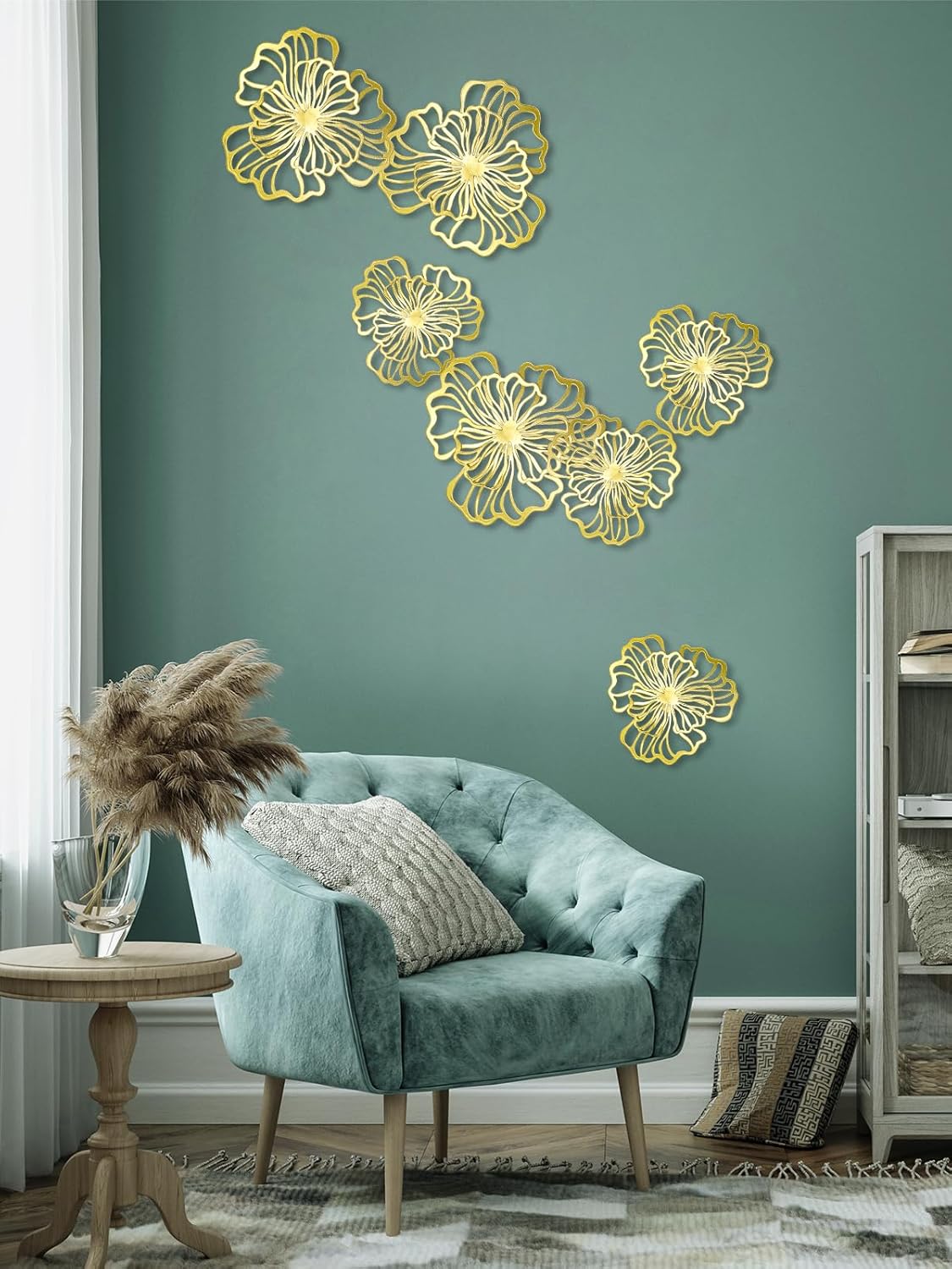 7 Piece Gold Metal Wall Decor Art Set for Home Office Living Room Bedroom Kitchen