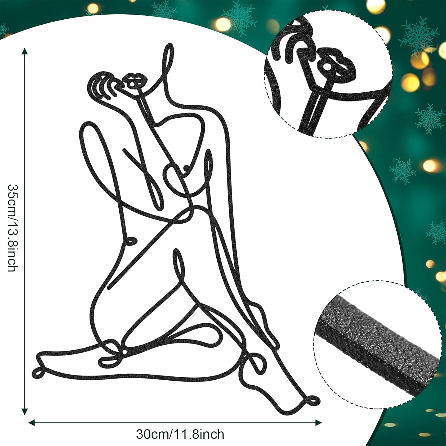 LEIFIDE Metal Wall Art - Abstract Female Wire Decor 138 x 118 Inch Black