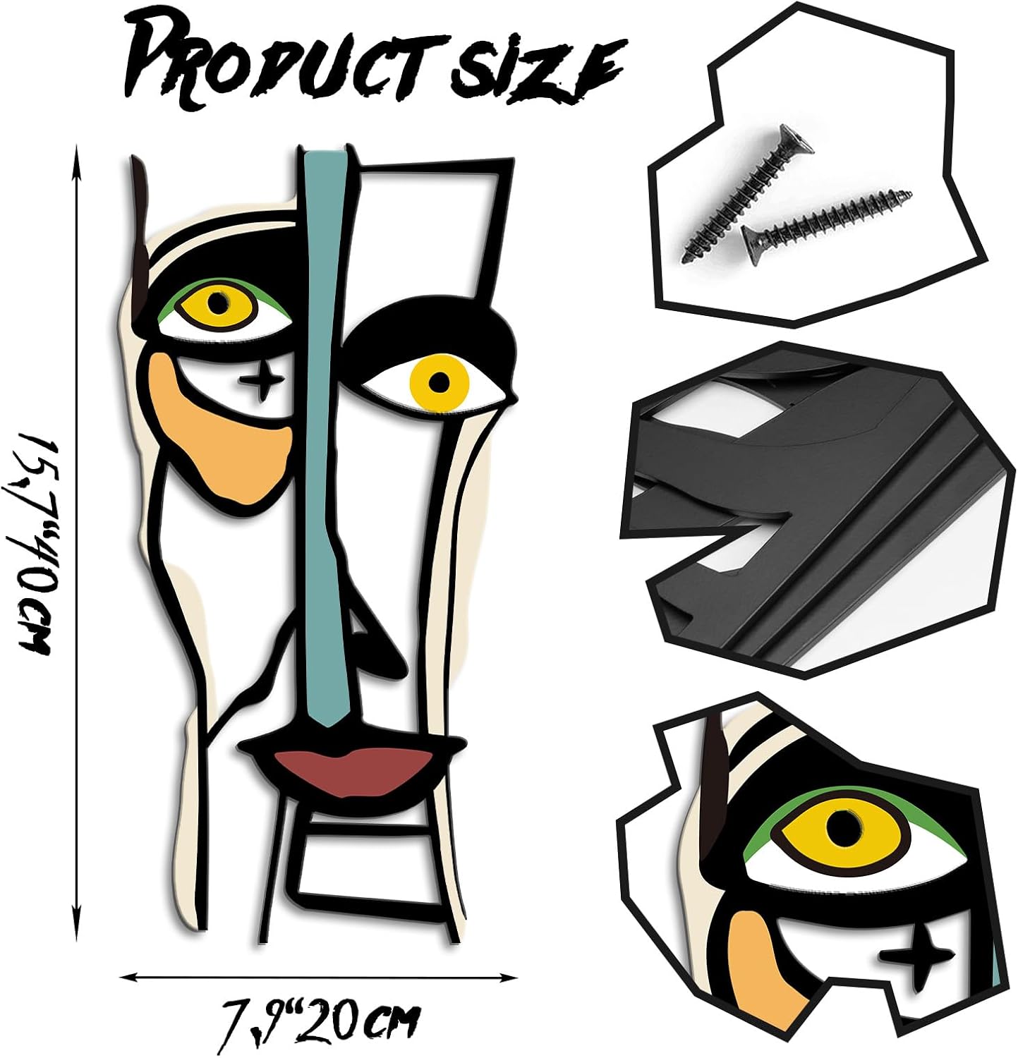 Kas Home Abstract Metal Wall Art Decor Modern Living Room Accent 8L x 16W