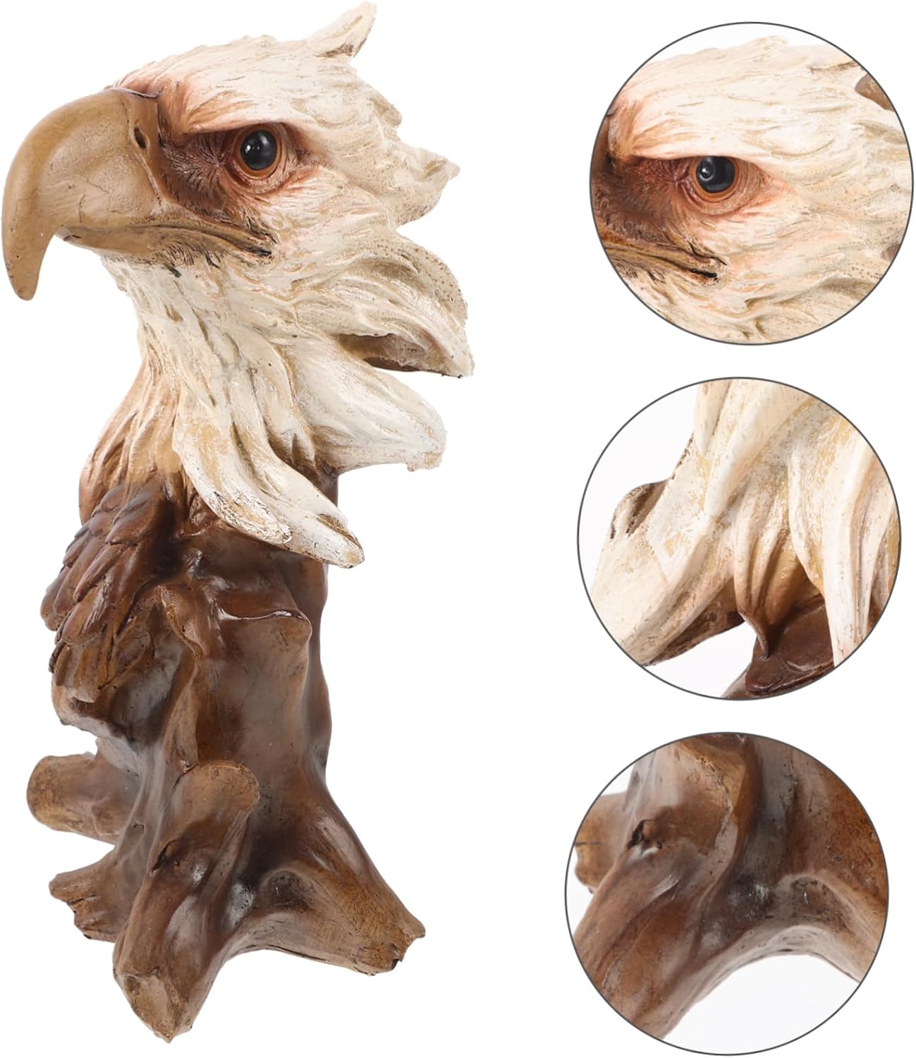 Vintage Eagle Head Sculpture Realistic Eagle Figurine for Office Desk Decor