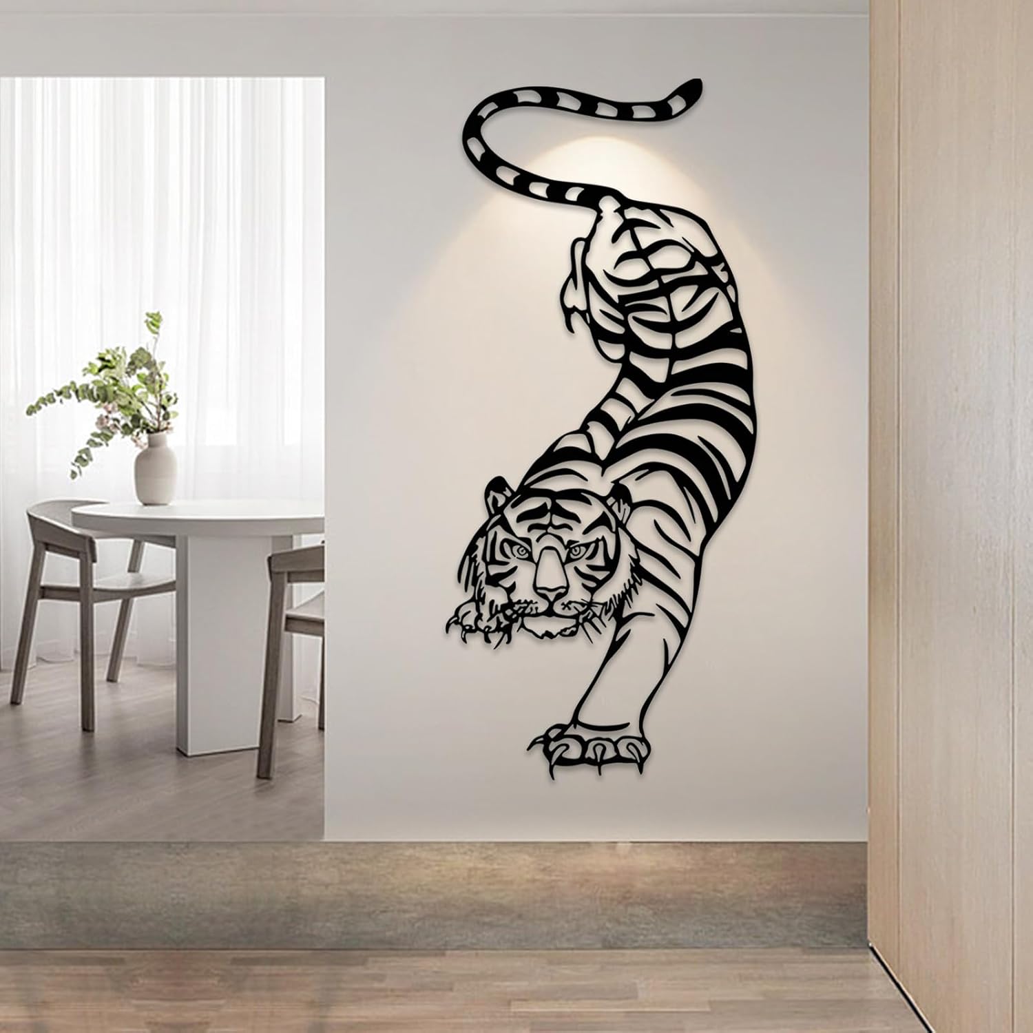 Tiger Metal Wall Art Decor Durable Wildlife Sculpture for Home