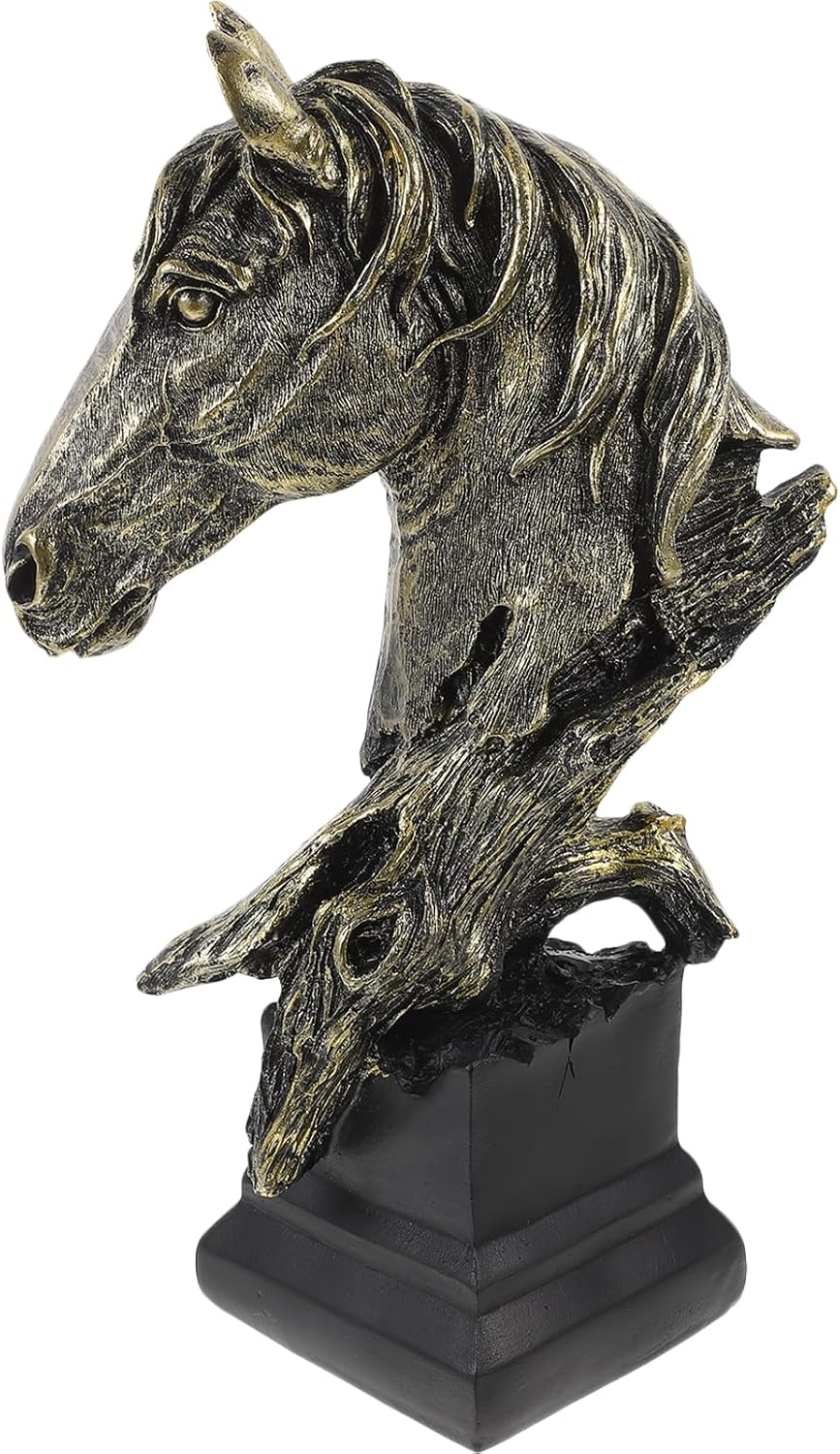 LUOZZY Retro Horse Head Figurine Realistic Statue for Home Office Decor