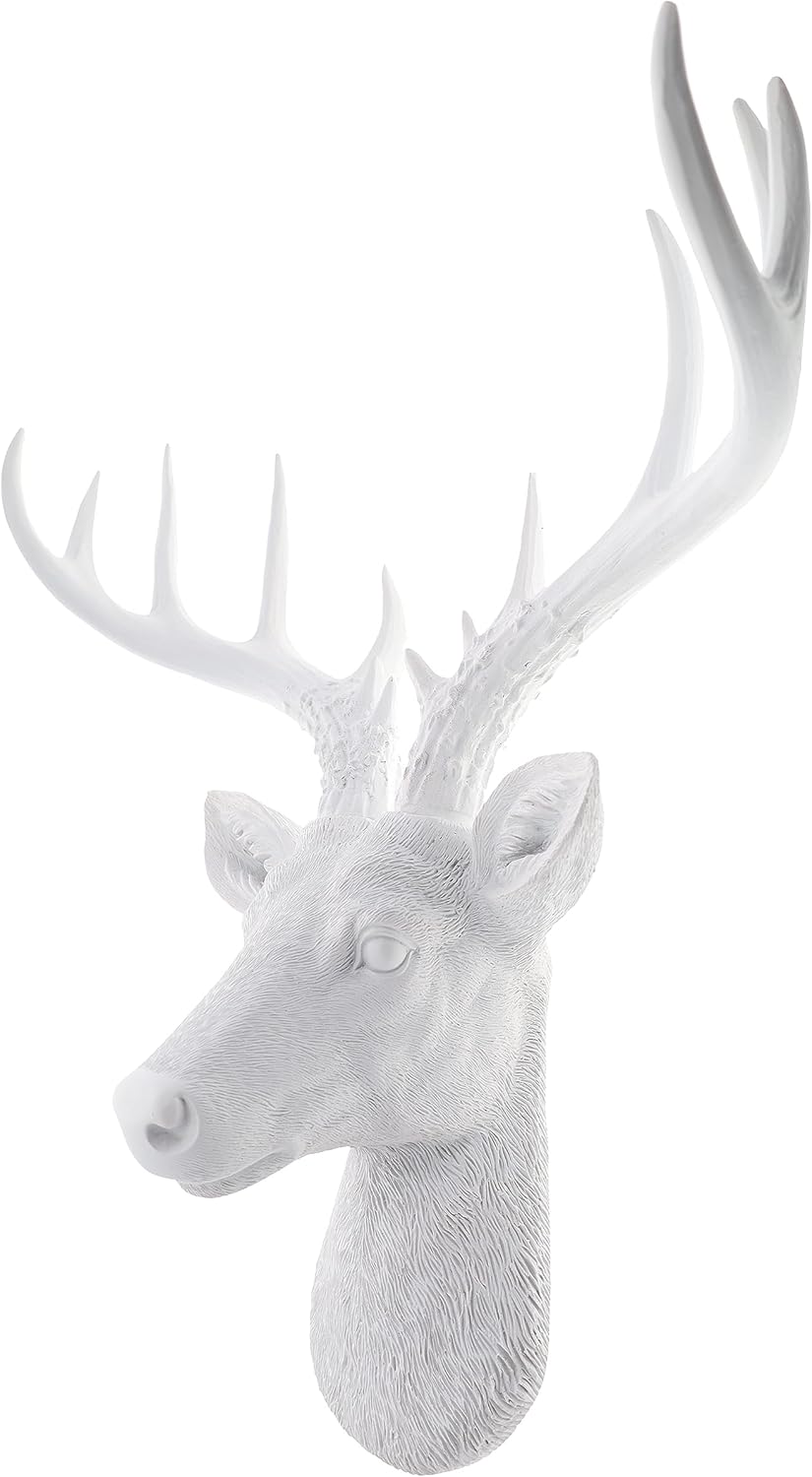 Top Brass 12 12 Inch Faux White Deer Head Wall Decor