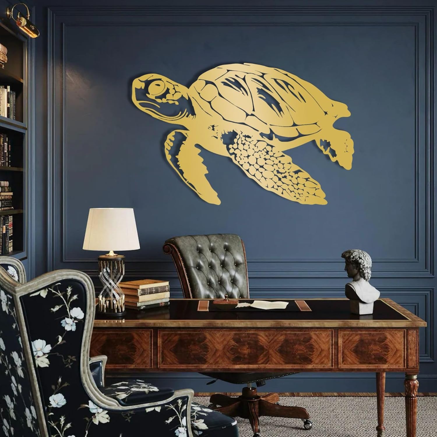 Metal Sea Turtle Wall Art Decor Modern Ocean Sculpture for Home