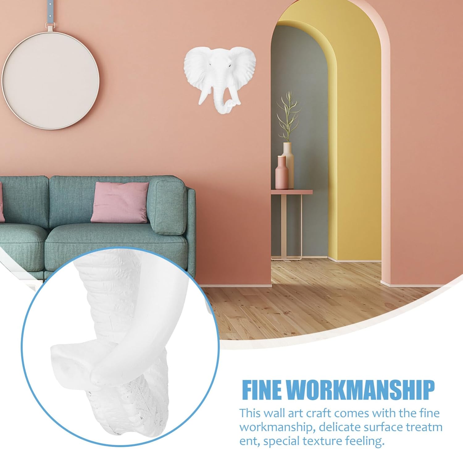 MAGICLULU Head Wall Sculpture Elephant Hanging Art Decor for Wild Animal Lovers White