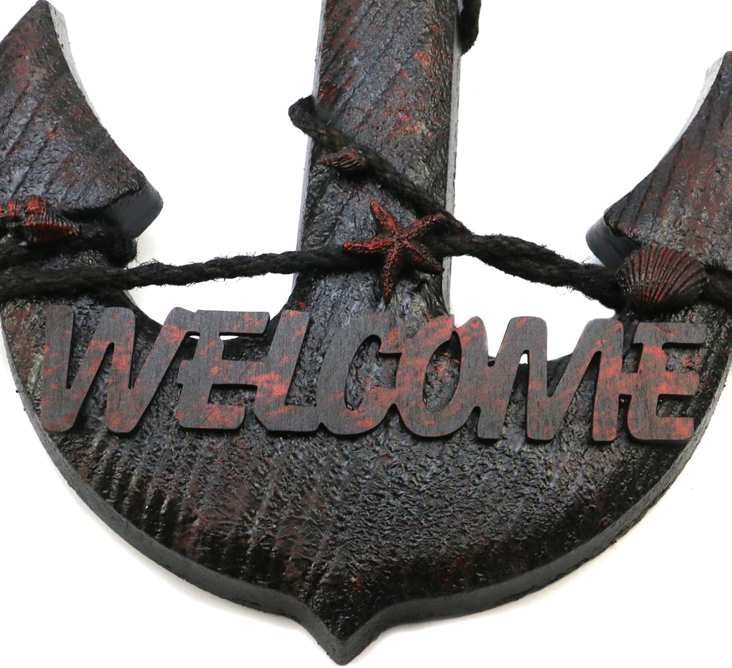 Mewutal 2PCS 11 Inch Wooden Ship Steering Wheel and 13 Inch Wood Anchor Wall Decor