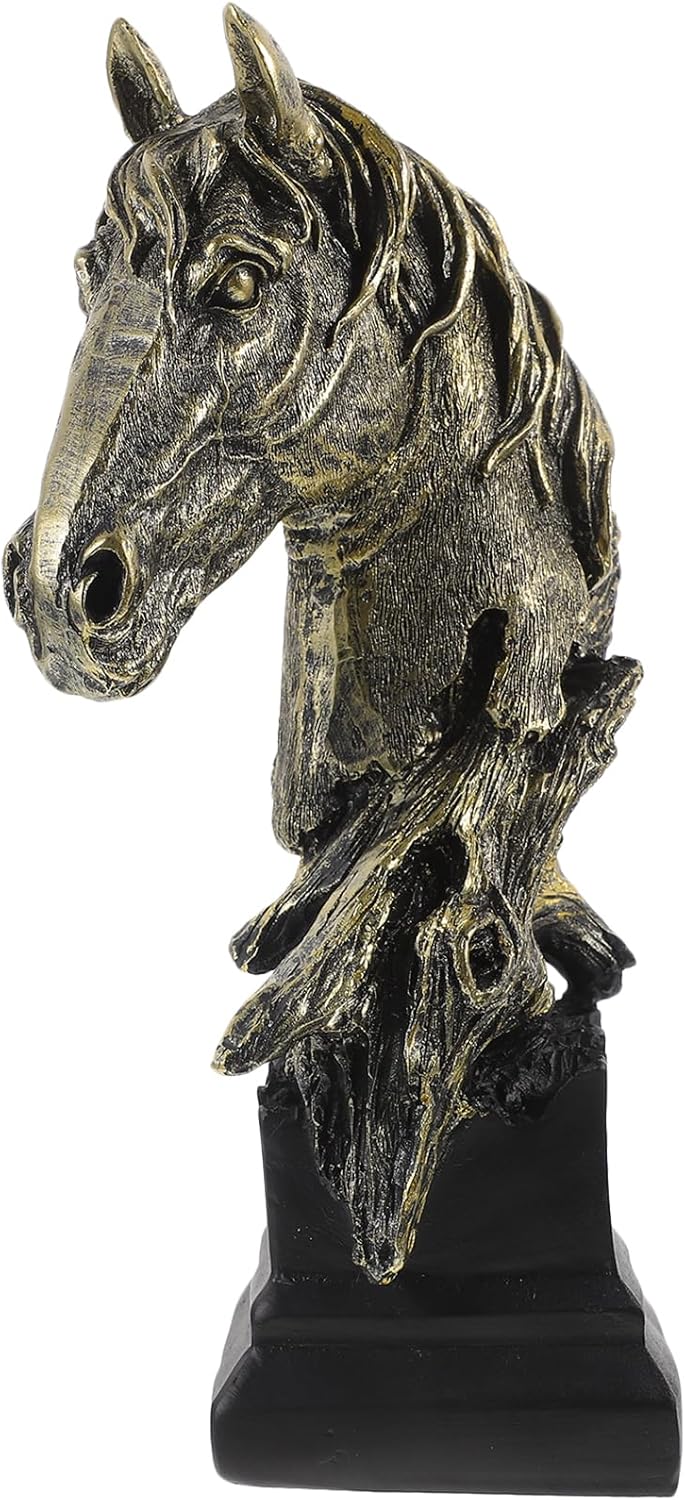LUOZZY Retro Horse Head Figurine Realistic Statue for Home Office Decor