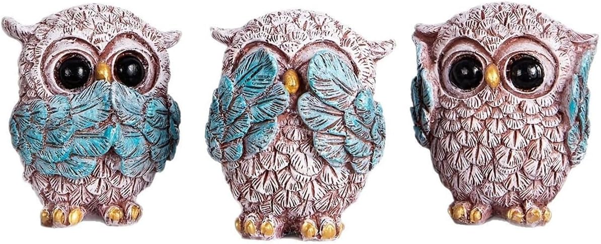 Owl Decor Statue Set of 3 Home Decor Figurine for Living Room and Office