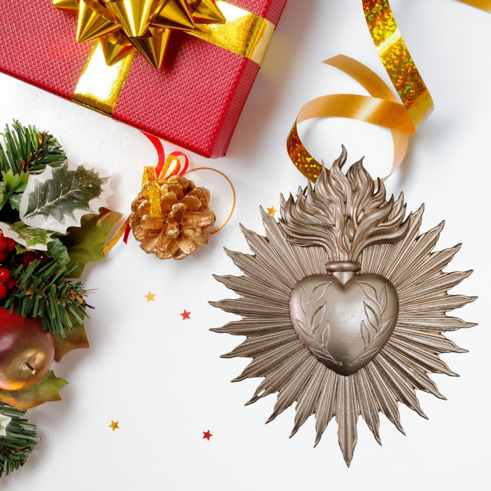 wsmart Sacred Heart Wall Decor - Vintage Gold Resin Catholic Statue