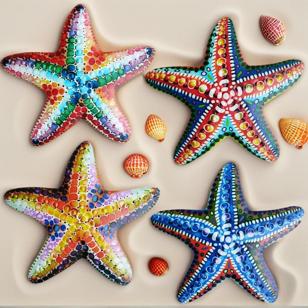 Metal Starfish Wall Decor Set of 4 - 69in Rust-Proof Coastal Art