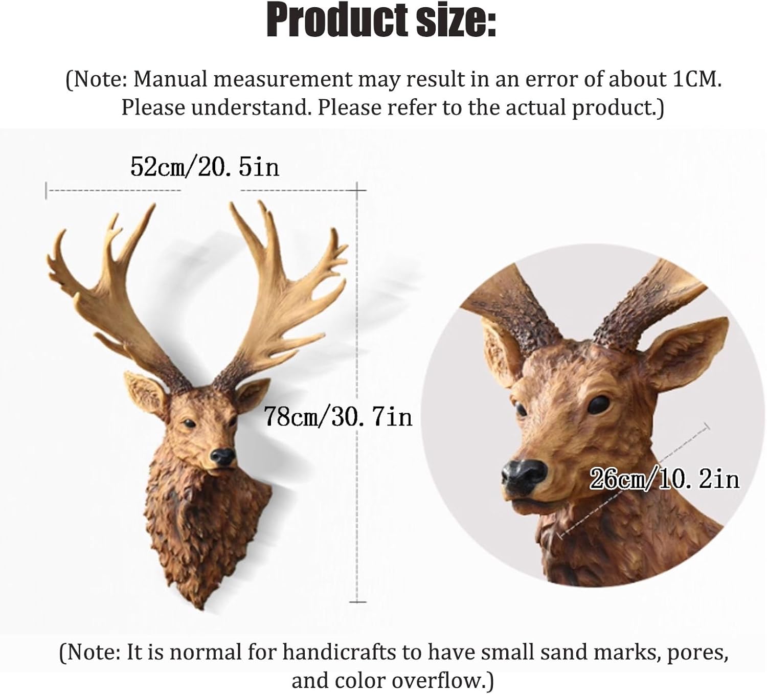 Realistic Resin Deer Head Wall Decor Faux Taxidermy Sculpture