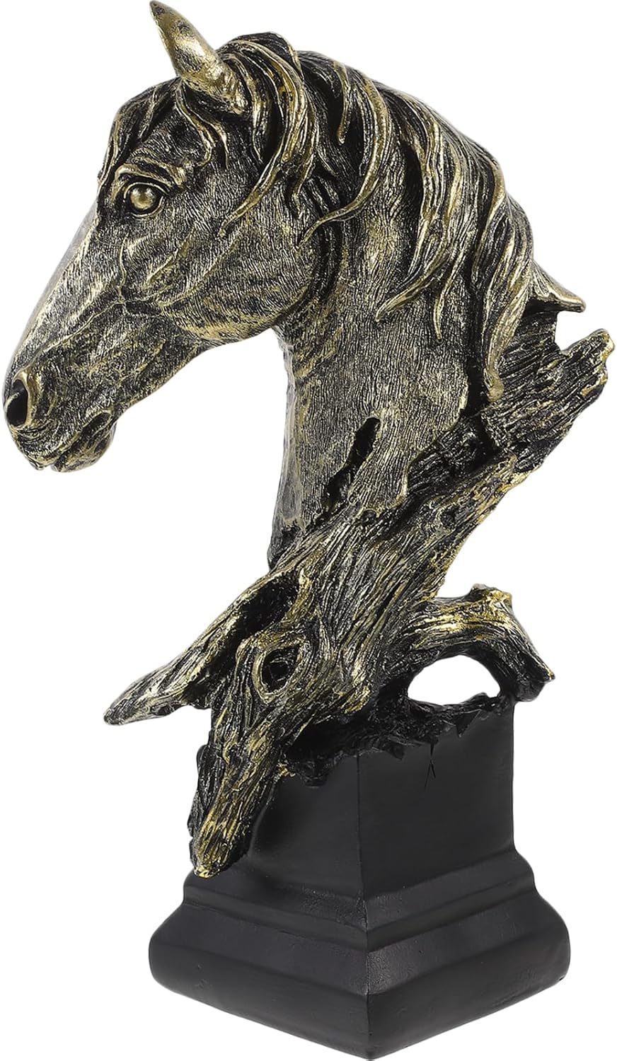LUOZZY Retro Horse Head Figurine Realistic Statue for Home Office Decor