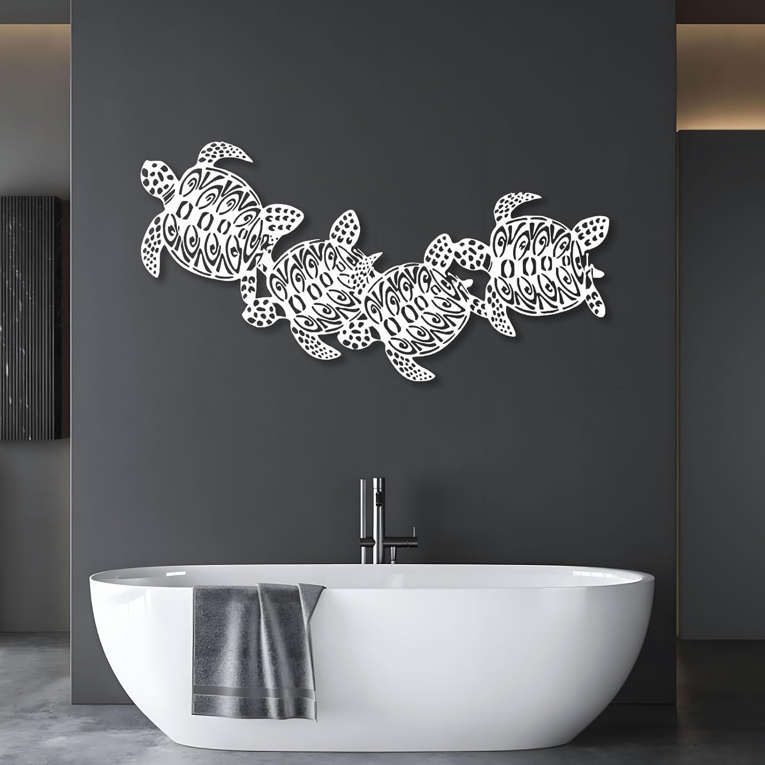 Haass Sea Turtle Metal Wall Art Decor Silver 24 x 12 in