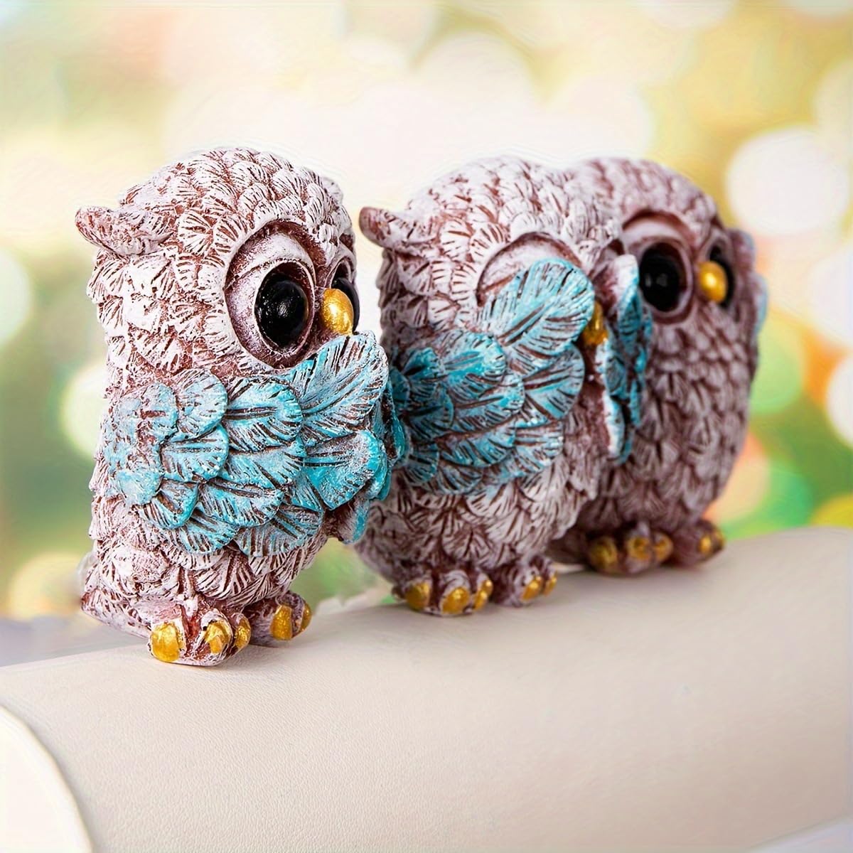 Owl Decor Statue Set of 3 Home Decor Figurine for Living Room and Office