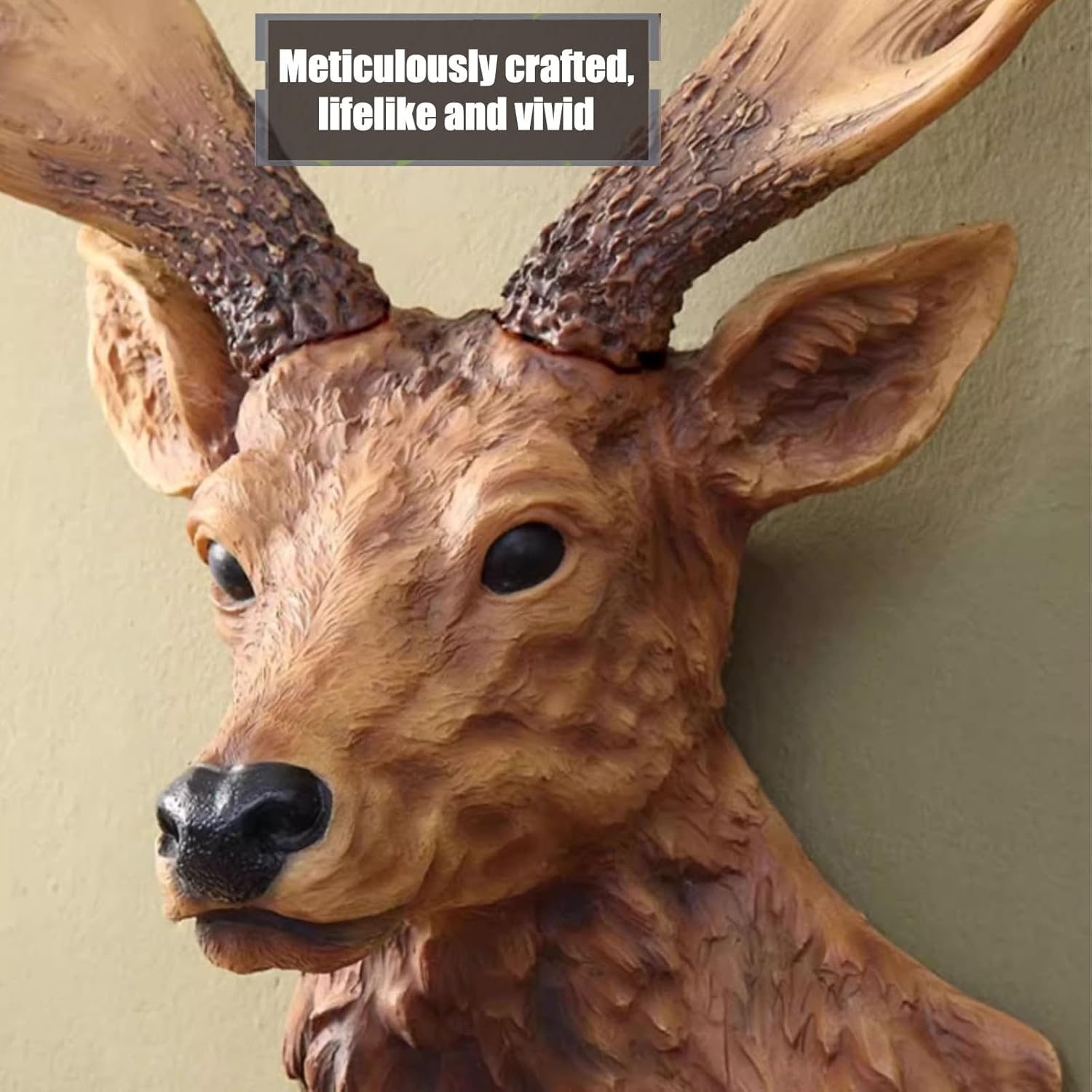 Realistic Resin Deer Head Wall Decor Faux Taxidermy Sculpture