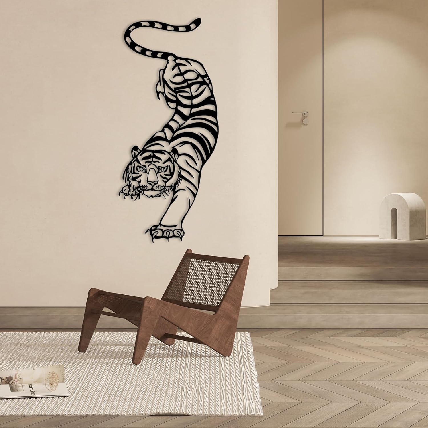 Tiger Metal Wall Art Decor Durable Wildlife Sculpture for Home