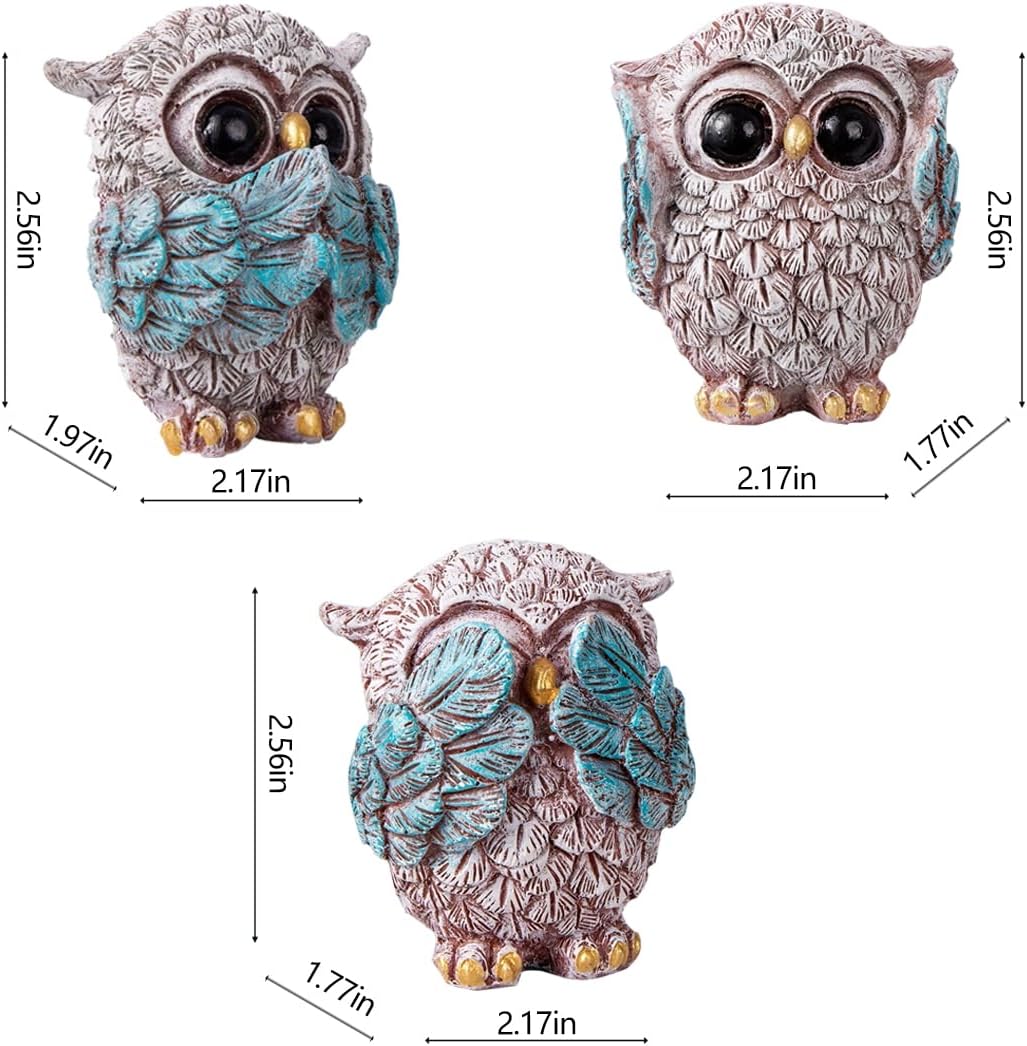 Owl Decor Statue Set of 3 Home Decor Figurine for Living Room and Office