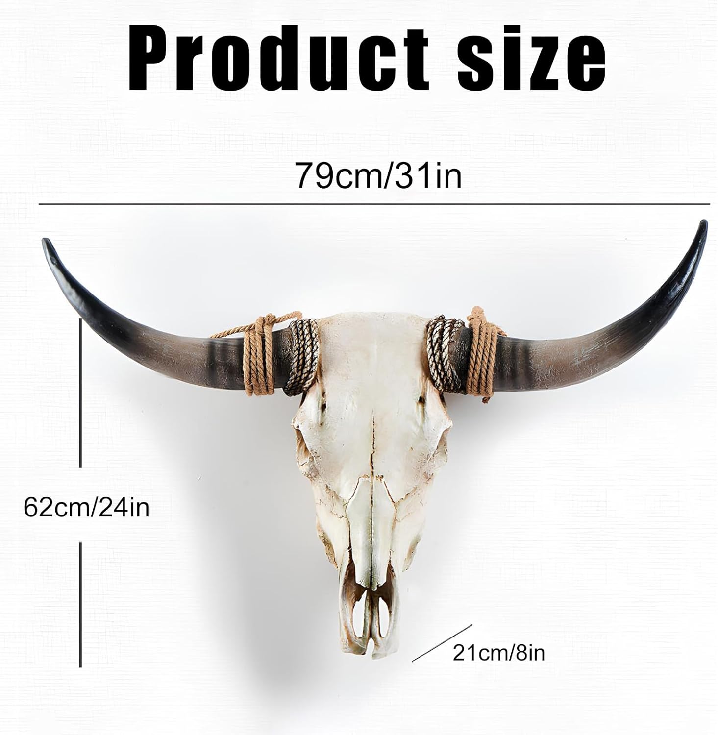 KIWZXKA Longhorn Cow Skull Wall Decor - Handmade Faux Taxidermy Art
