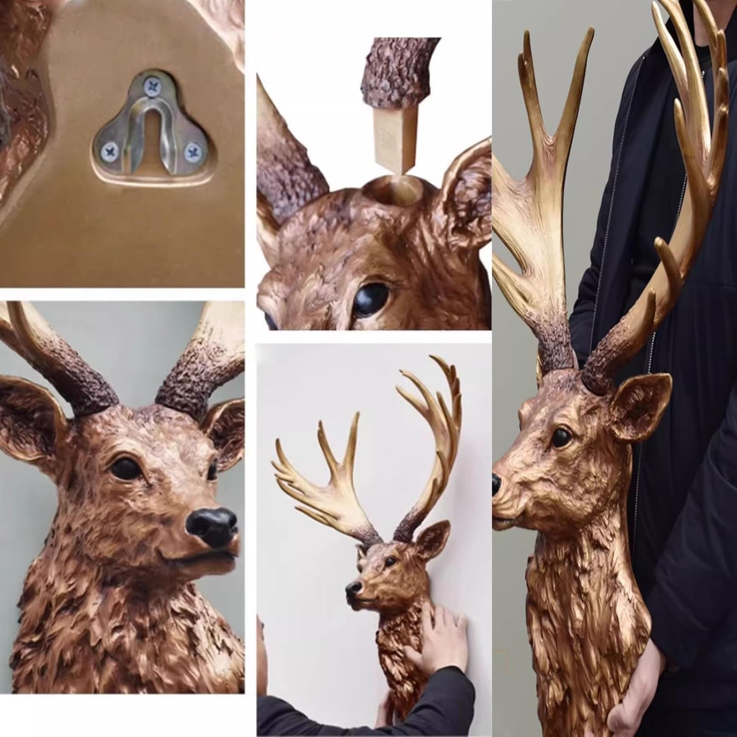 Realistic Resin Deer Head Wall Decor Faux Taxidermy Sculpture