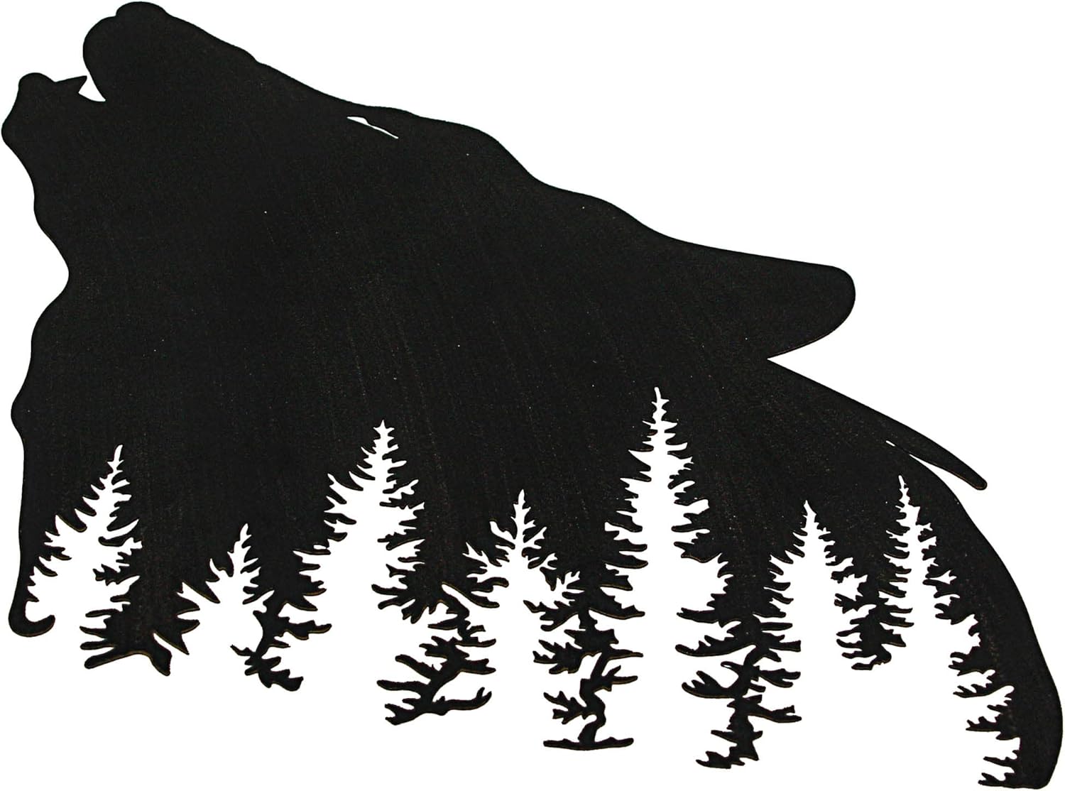 Black Howling Wolf Metal Wall Sculpture - 17 Inch Rustic Lodge Decor