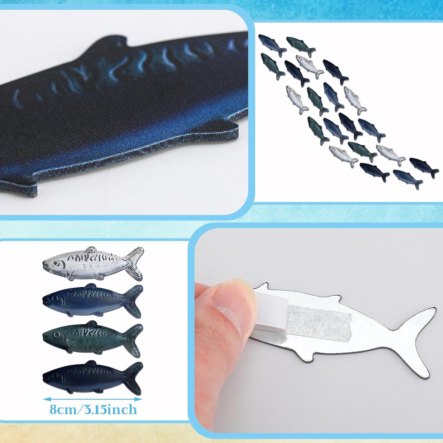 Blulu 20 Pcs Vintage Metal Fish Wall Decor