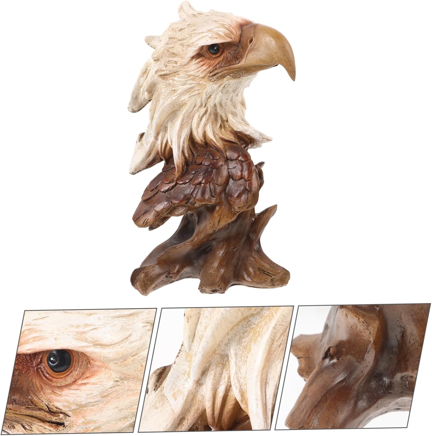 Vintage Eagle Head Sculpture Realistic Eagle Figurine for Office Desk Decor