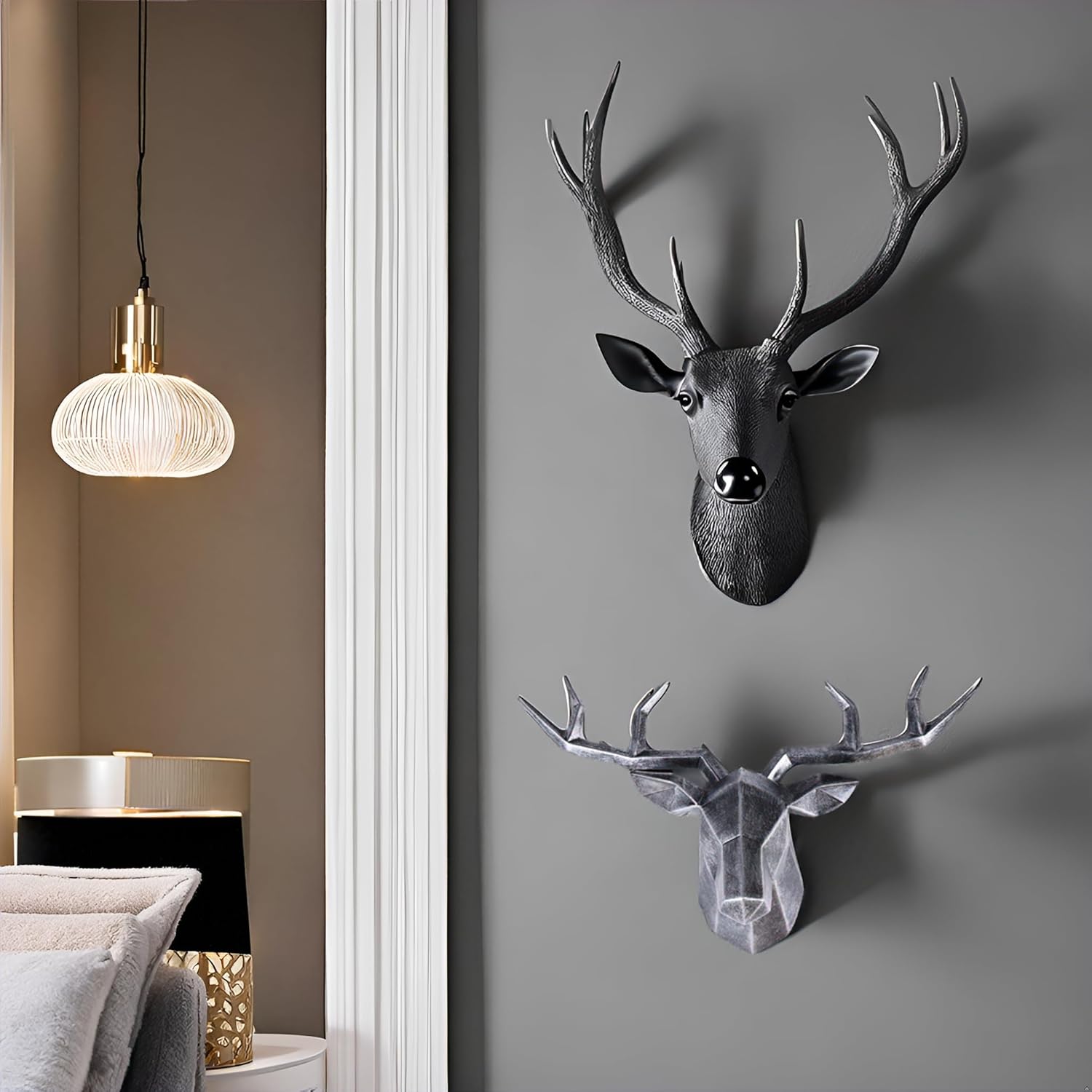 Copper Deer Head Wall Decor Gold Accent Stag Sculpture