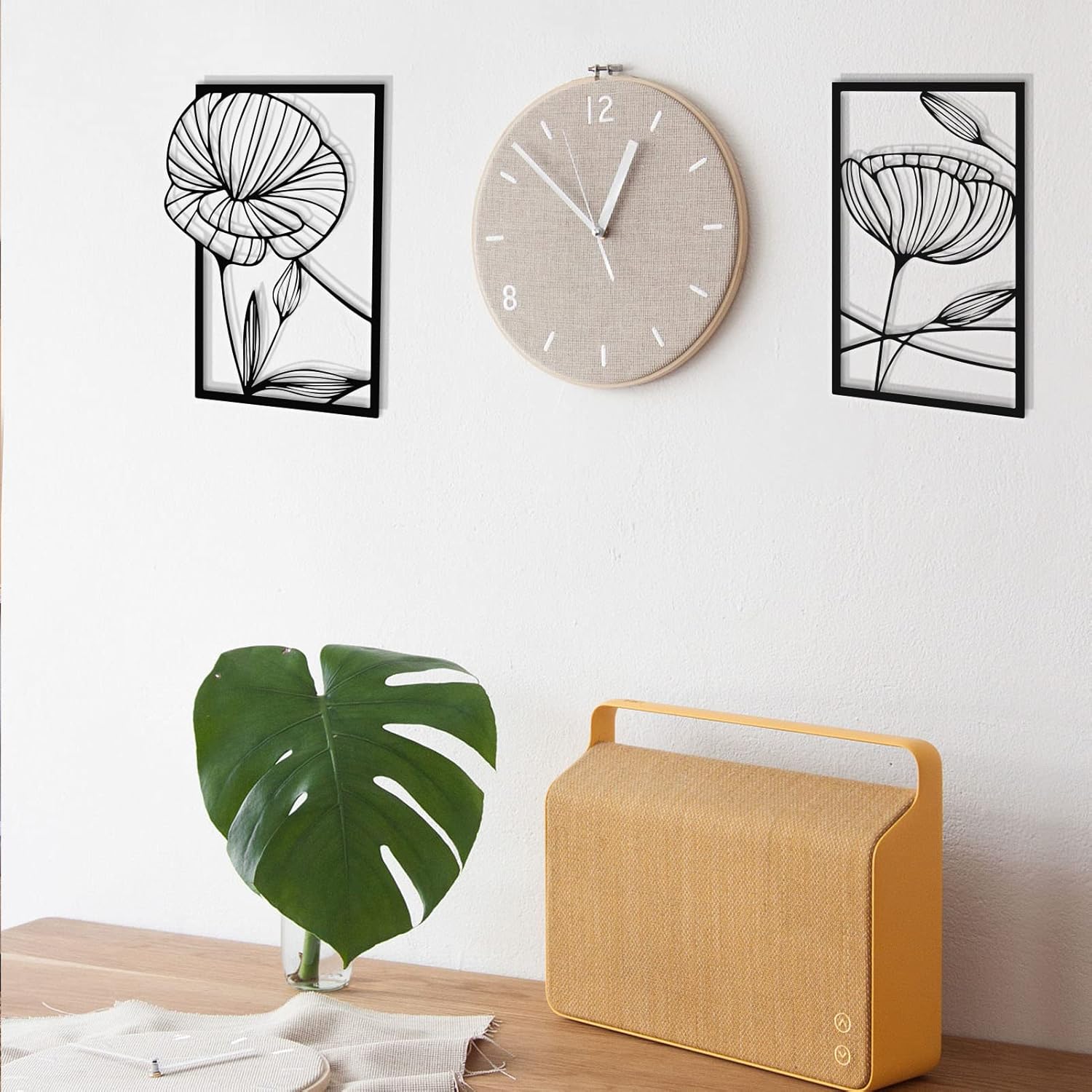 ESTART 4 Piece Metal Lotus Wall Decor Minimalist Art Sculpture