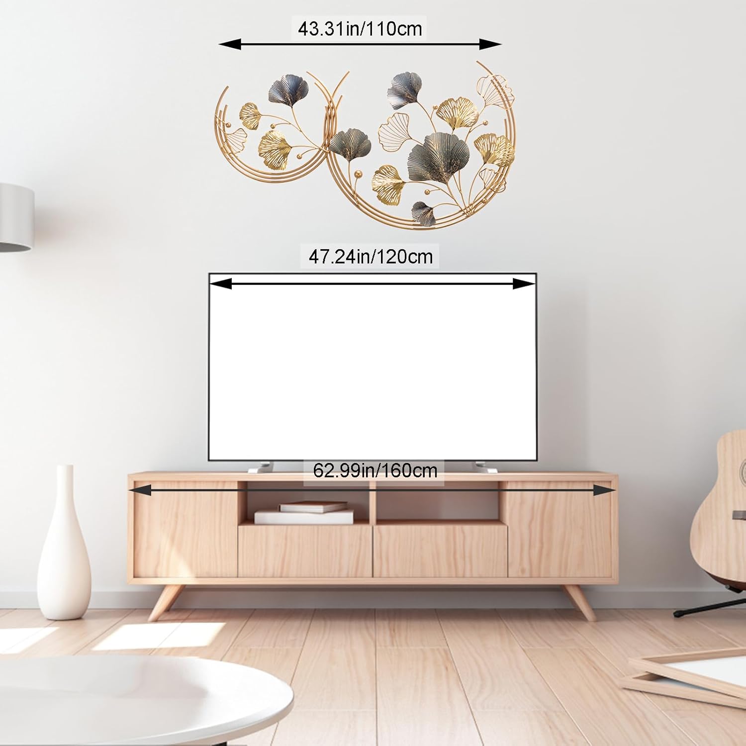 CDDUOLA 3D Wall Decor Handmade Golden Ginkgo Leaf Sculpture 2 Pack