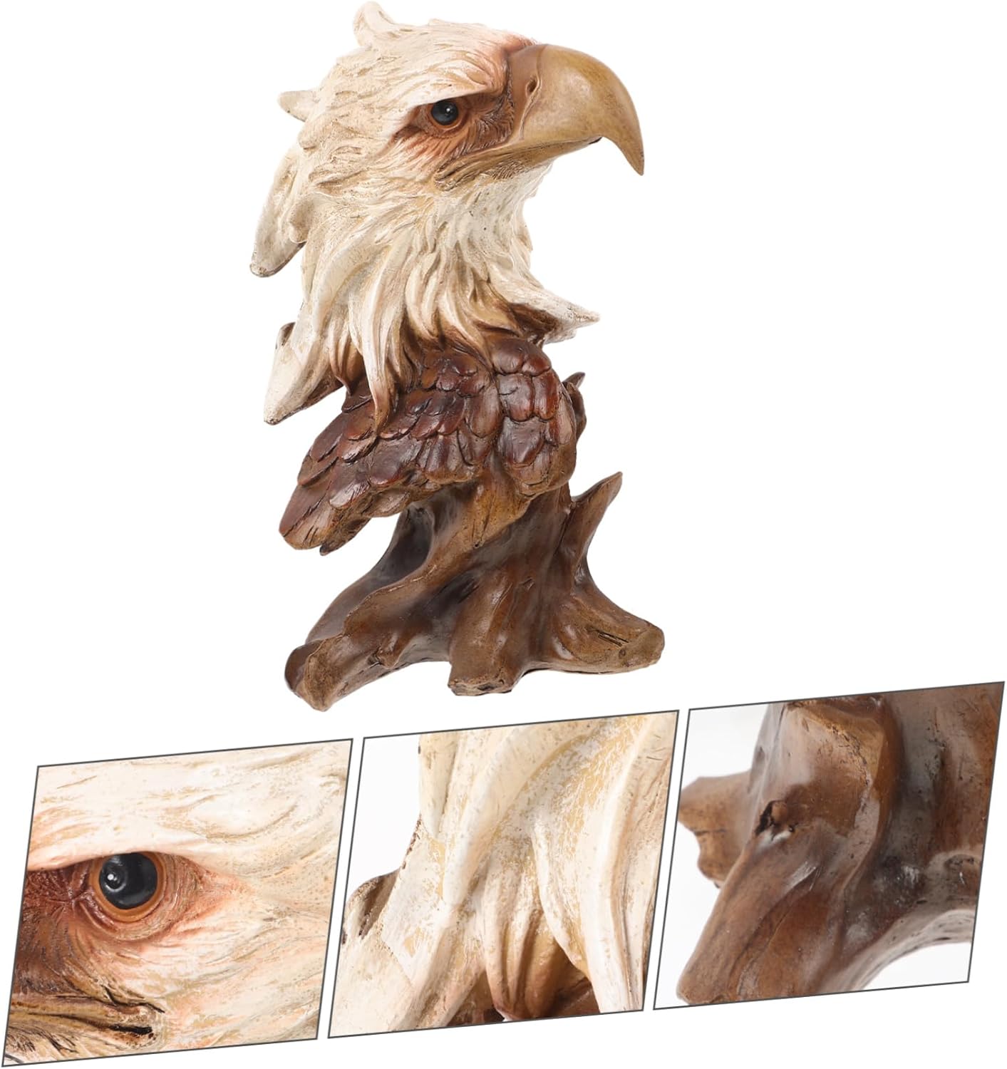 Lifelike Eagle Head Figurine Realistic Resin Sculpture for Home Office Decor