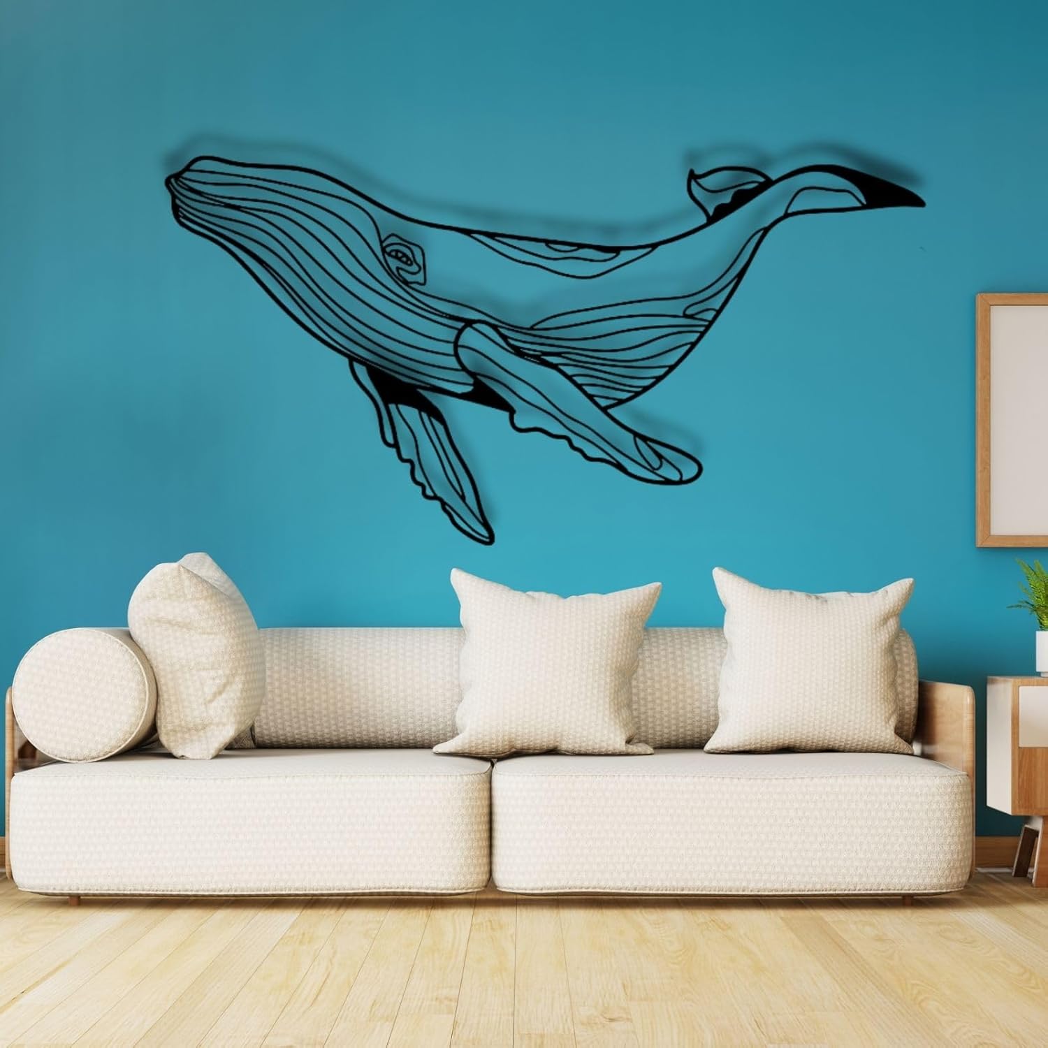 Feuwile Whale Metal Wall Art Ocean Decor for Bedroom Bathroom Living Room 19x10 Inches Black