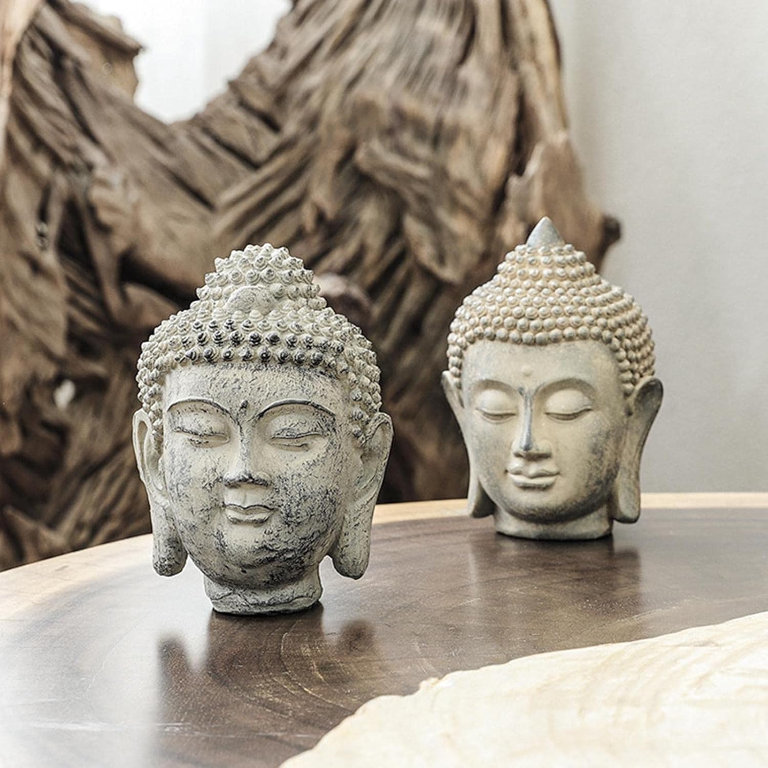 Buddha Head Statue Decorative Feng Shui Sculpture for Home and Office