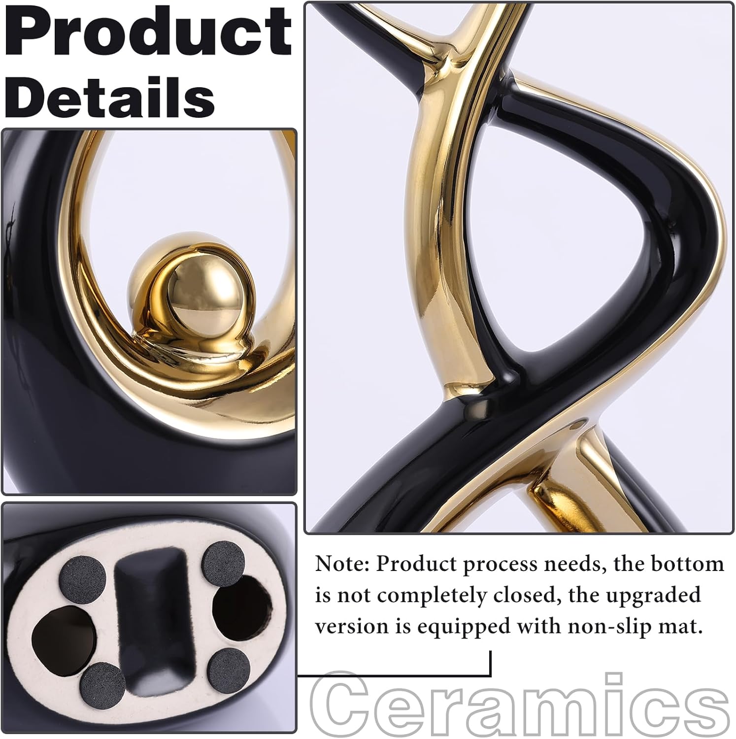 Gold Black Modern Sculpture Table Decorations Ceramic Statues for Living Room and Desk