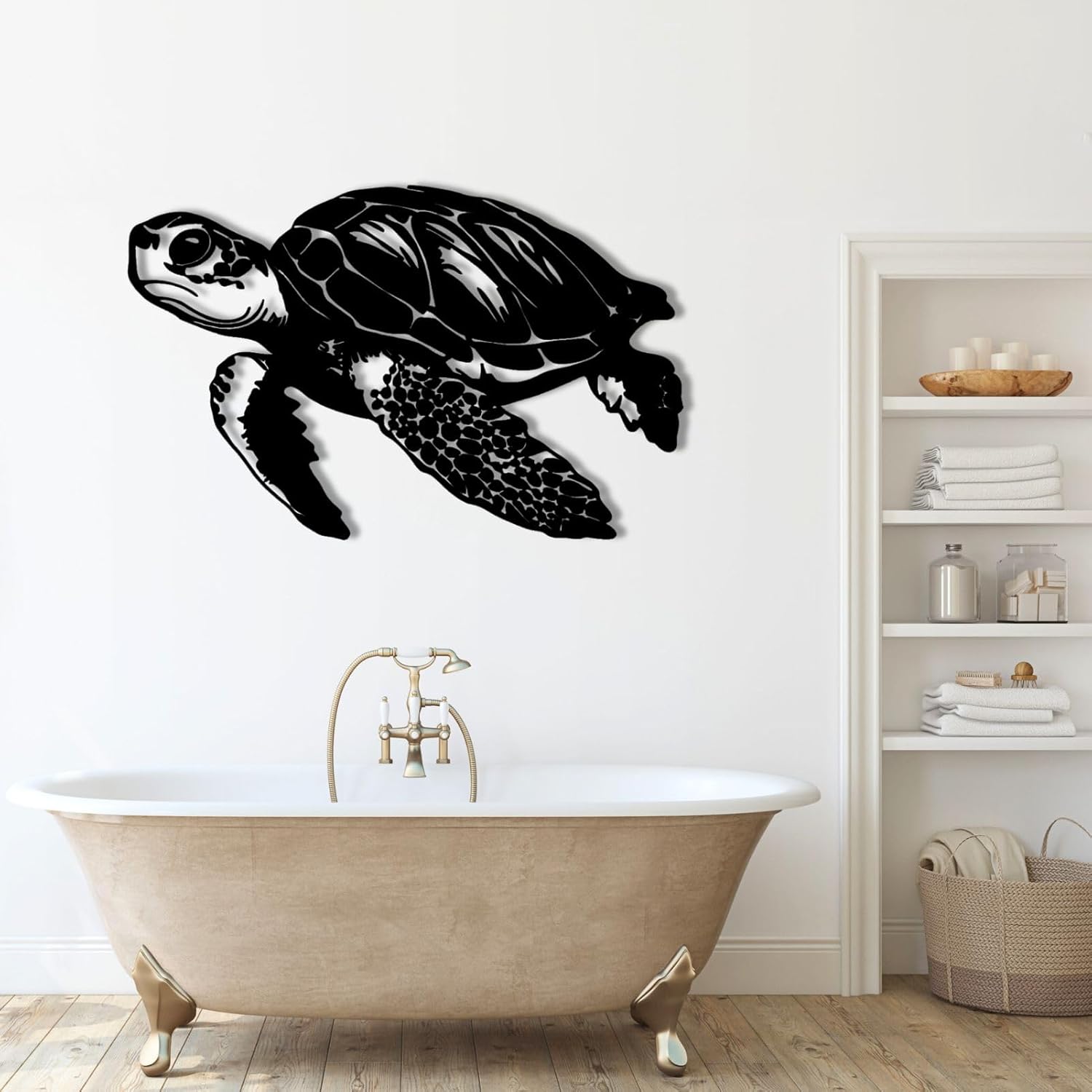 Metal Sea Turtle Wall Art Decor Modern Ocean Sculpture for Home