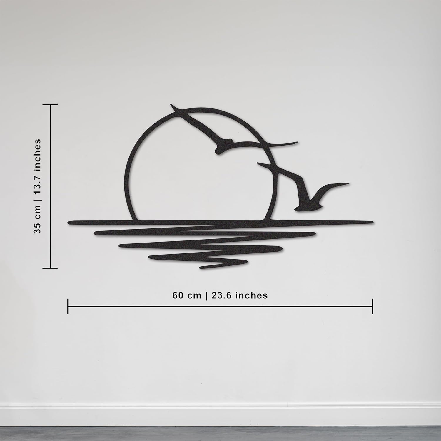 FAWdecor Seagulls Sunset Metal Wall Art - Minimalist Sunrise Sculpture for Home Decor