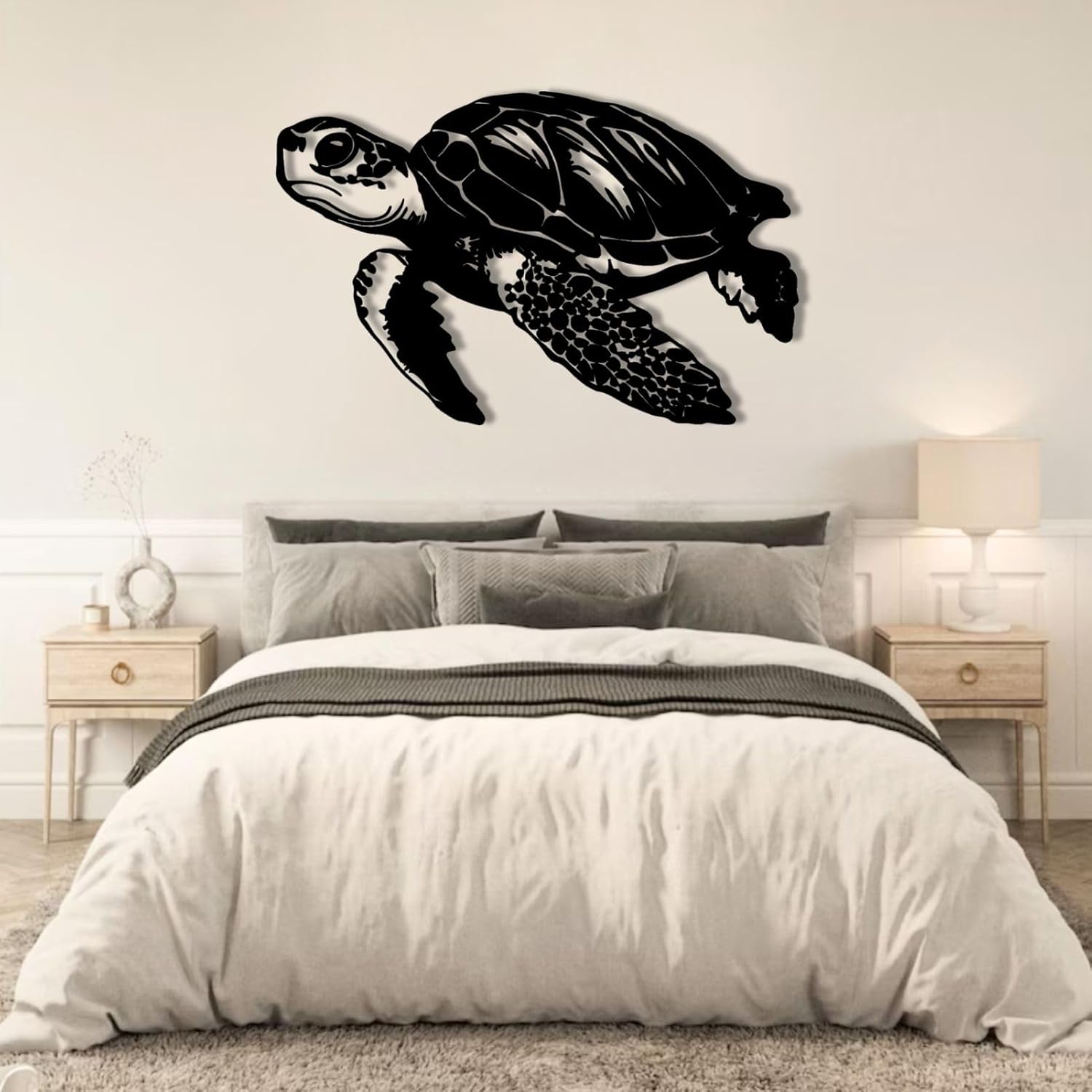 Metal Sea Turtle Wall Art Decor Modern Ocean Sculpture for Home