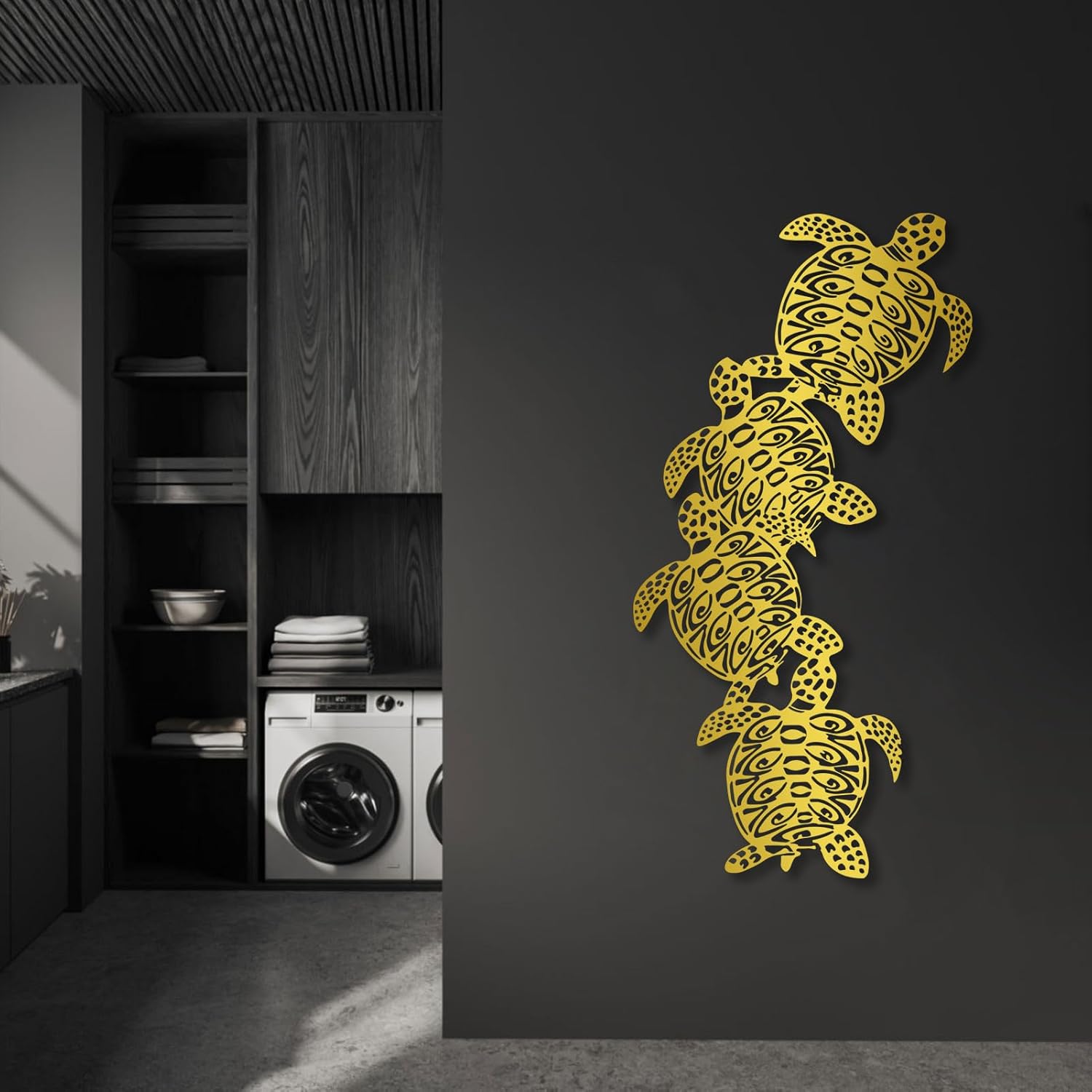 Haass Sea Turtle Metal Wall Art Decor Silver 24 x 12 in