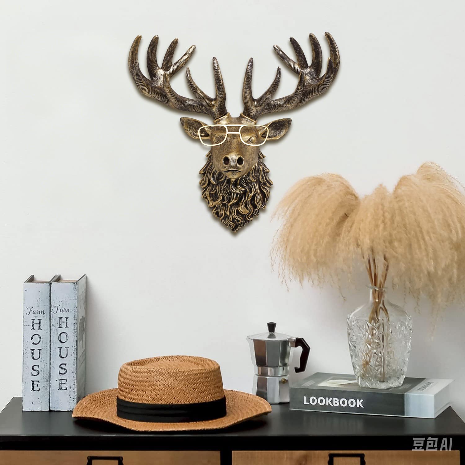 JJALIGHTS Vintage Deer Wall Sculpture Resin Decoration