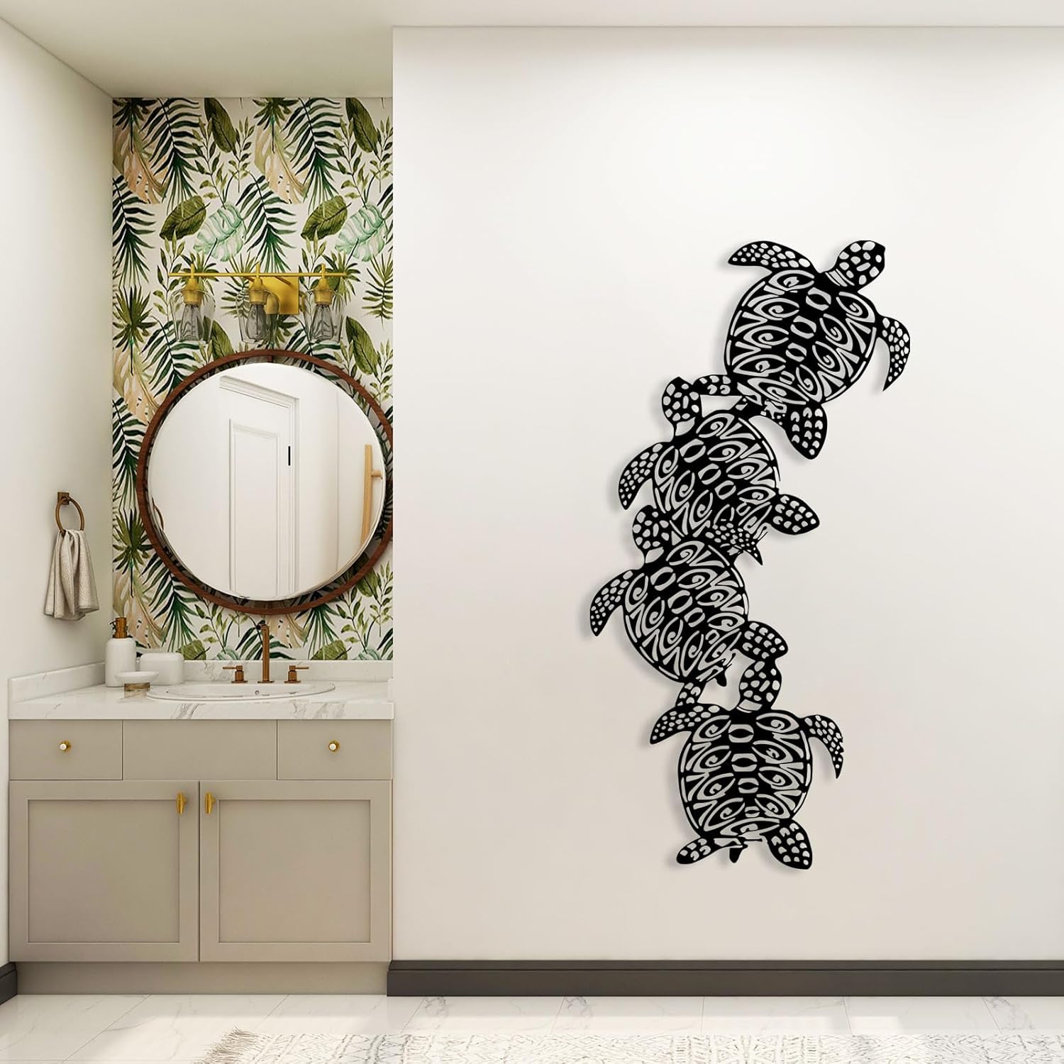 Haass Sea Turtle Metal Wall Art Decor Silver 24 x 12 in