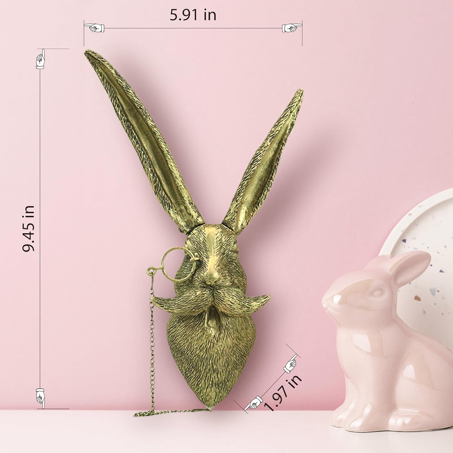 Artocery Resin Animal Heads Wall Decor - 95 Inch Golden Finish Wall Art