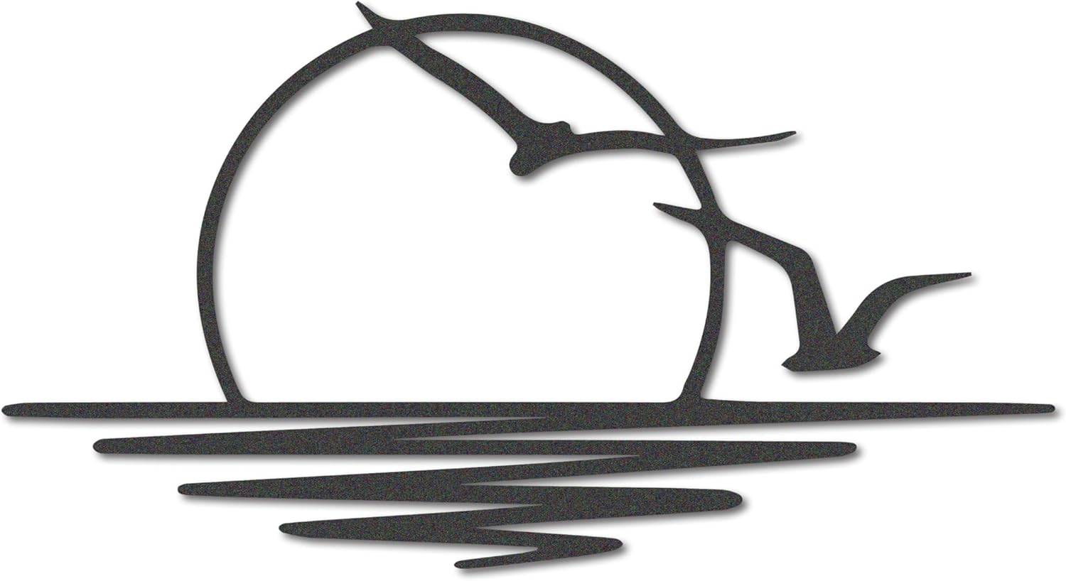 FAWdecor Seagulls Sunset Metal Wall Art - Minimalist Sunrise Sculpture for Home Decor