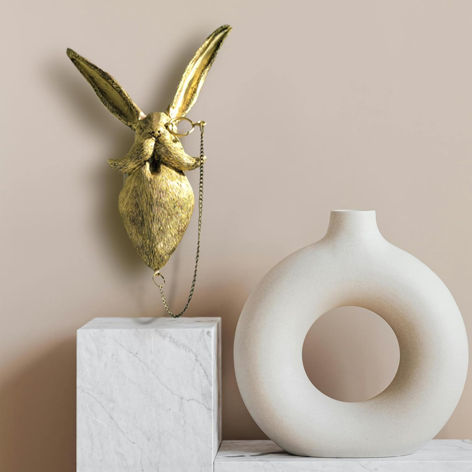 Artocery Resin Animal Heads Wall Decor - 95 Inch Golden Finish Wall Art