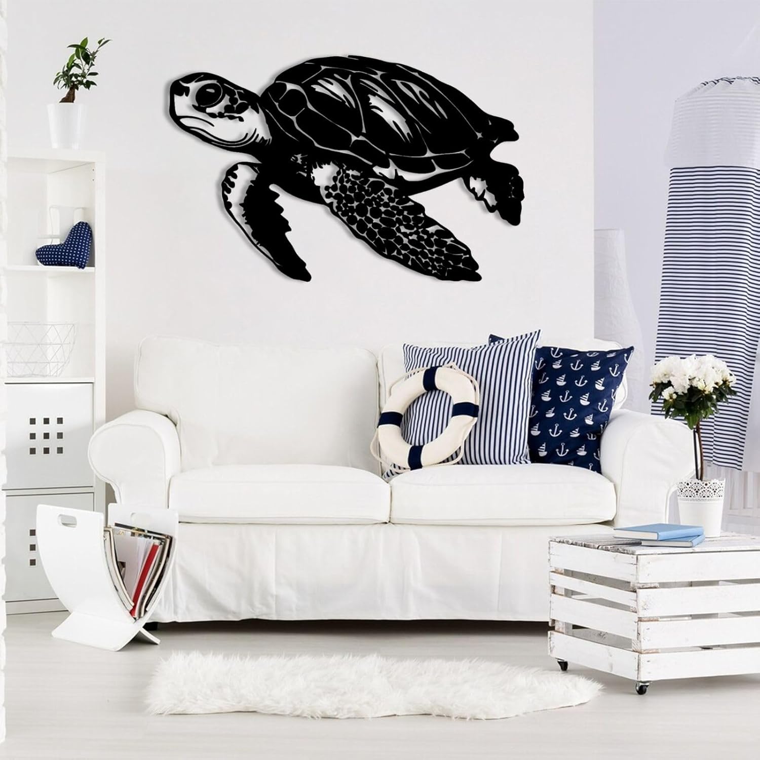 Metal Sea Turtle Wall Art Decor Modern Ocean Sculpture for Home