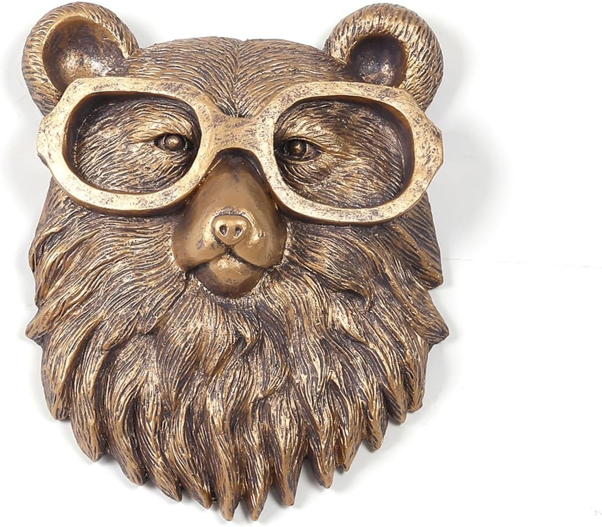 Joogour Wall Mounted Bear Sculpture Resin Animal Decor for Home Office Living Room