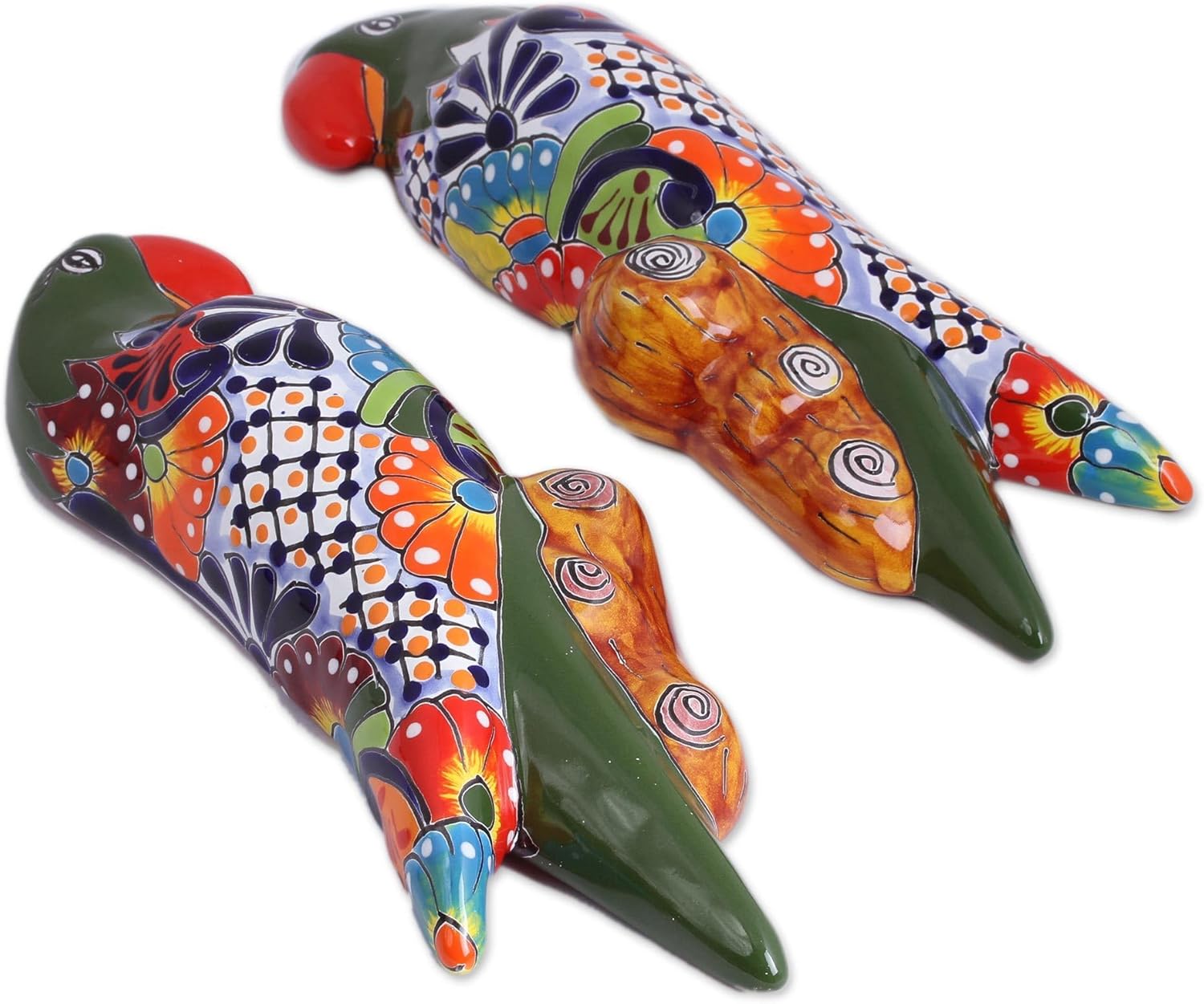 NOVICA Artisan Handmade Ceramic Wall Sculptures Parrot Pair Mexico Multicolor Decor Art