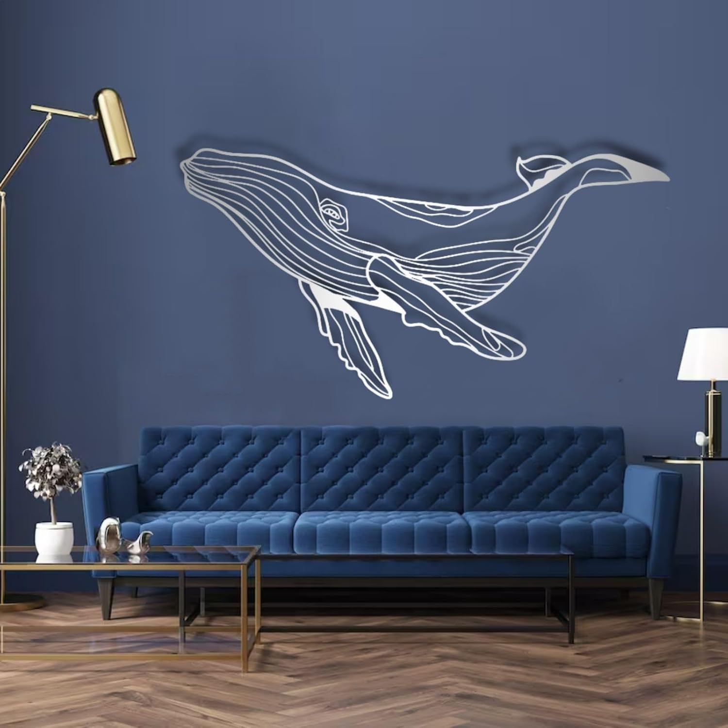 Feuwile Whale Metal Wall Art Ocean Decor for Bedroom Bathroom Living Room 19x10 Inches Black