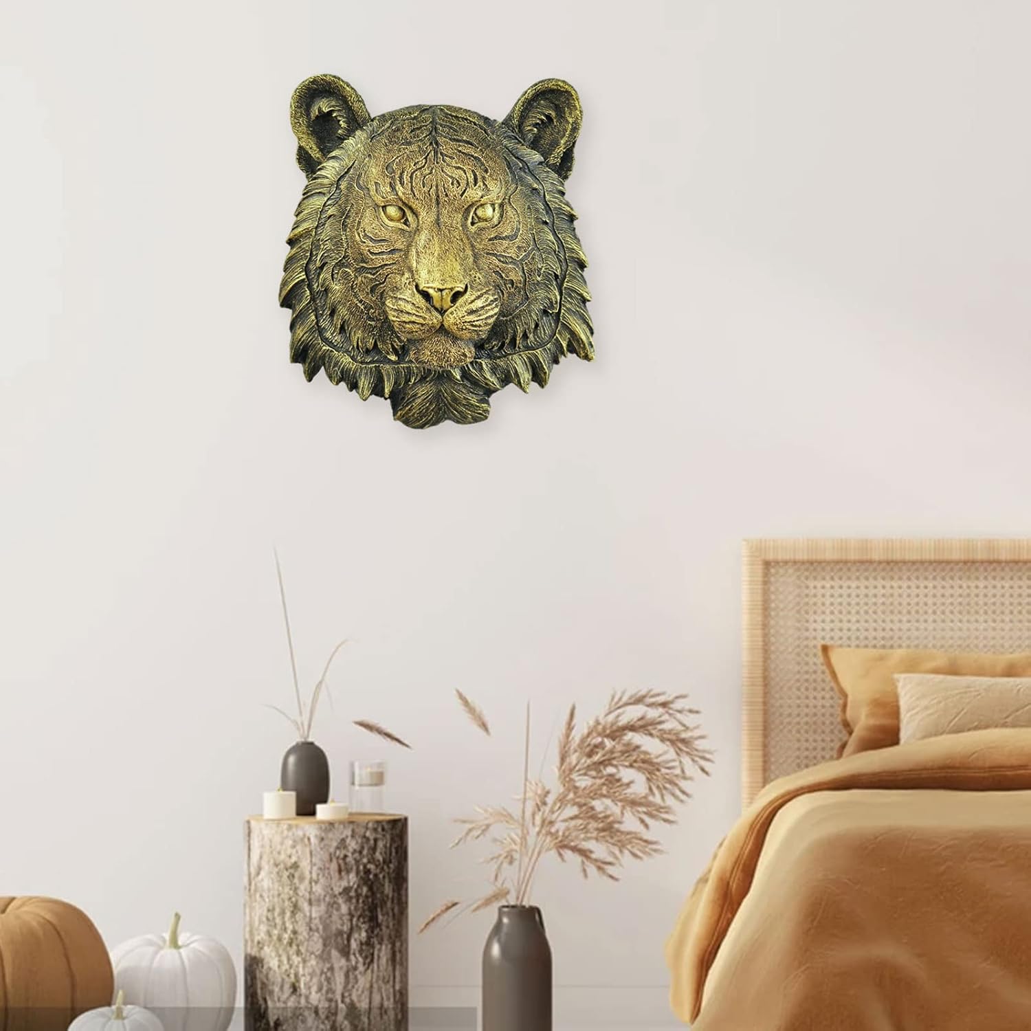 Resin Tiger Wall Sculpture Exquisite Animal Head Decor for Home