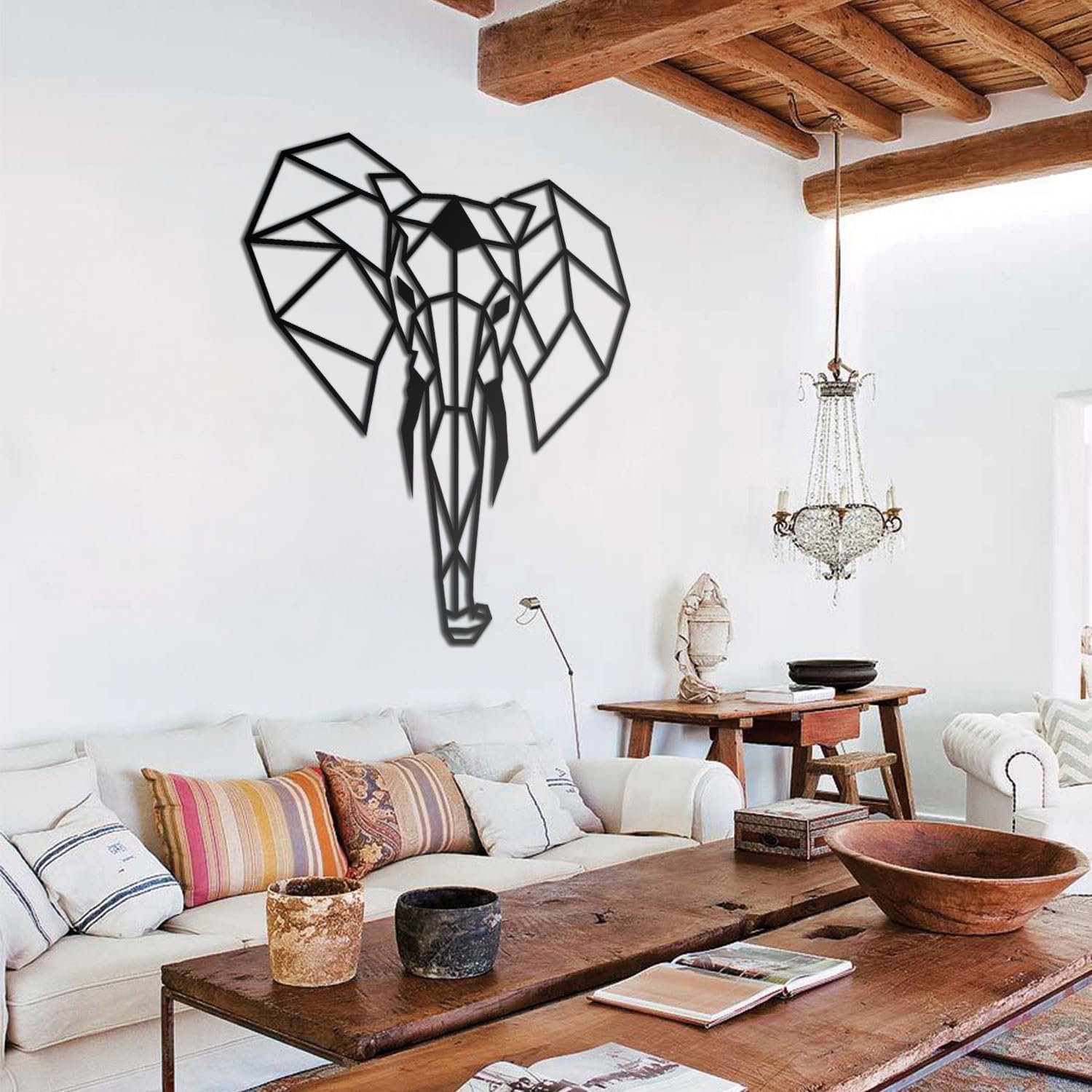 BONPERLA Geometric Elephant Wall Art Modern Decor Black 6 Sizes